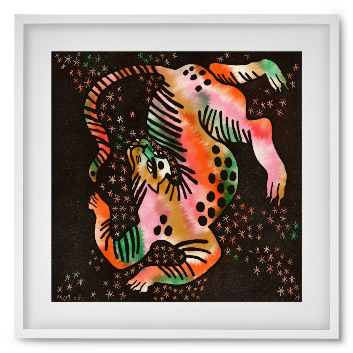 Magic tiger, 50x50 cm (40x40 cm), Fehér keret, paszpartuval