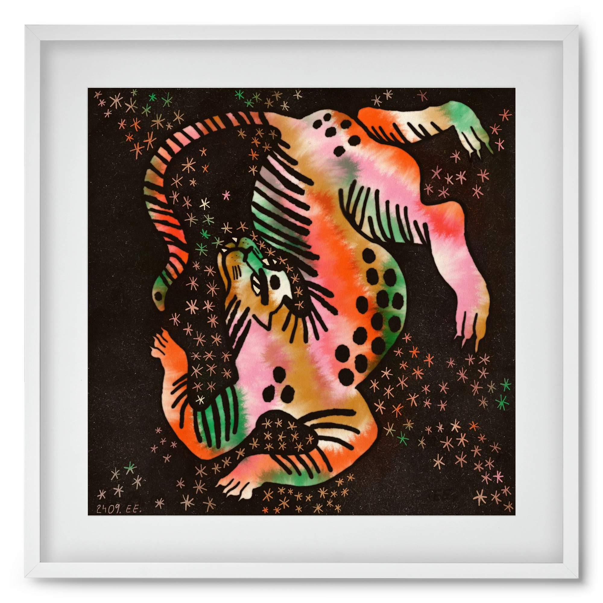 Magic tiger, 50x50 cm (40x40 cm), Fehér keret, paszpartuval