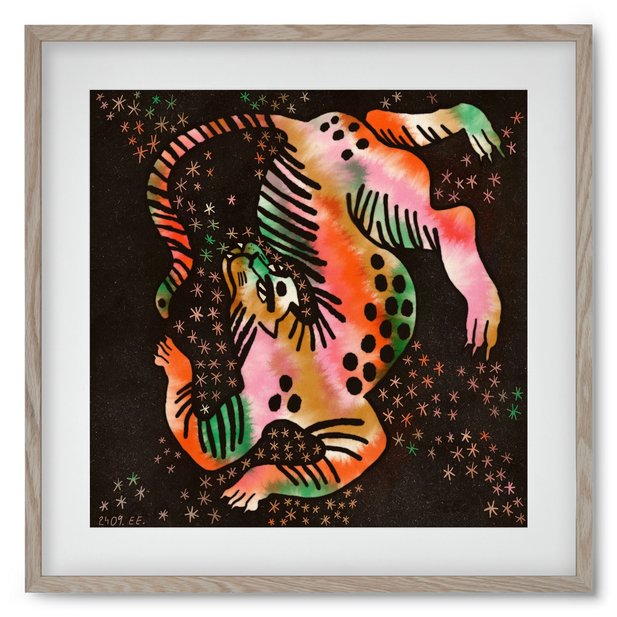 Magic tiger, 50x50 cm (40x40 cm), Tölgy keret, paszpartuval