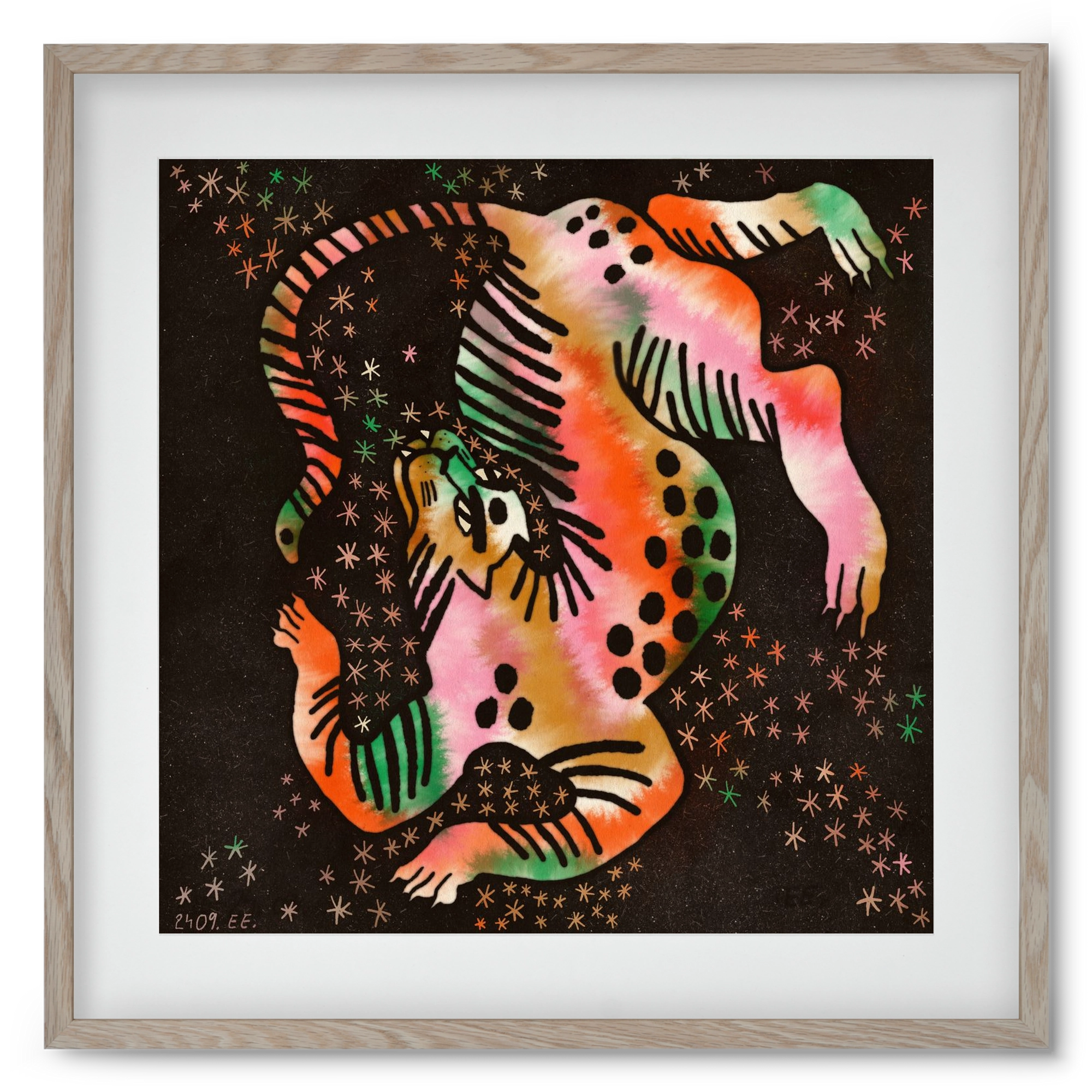 Magic tiger, 50x50 cm (40x40 cm), Tölgy keret, paszpartuval