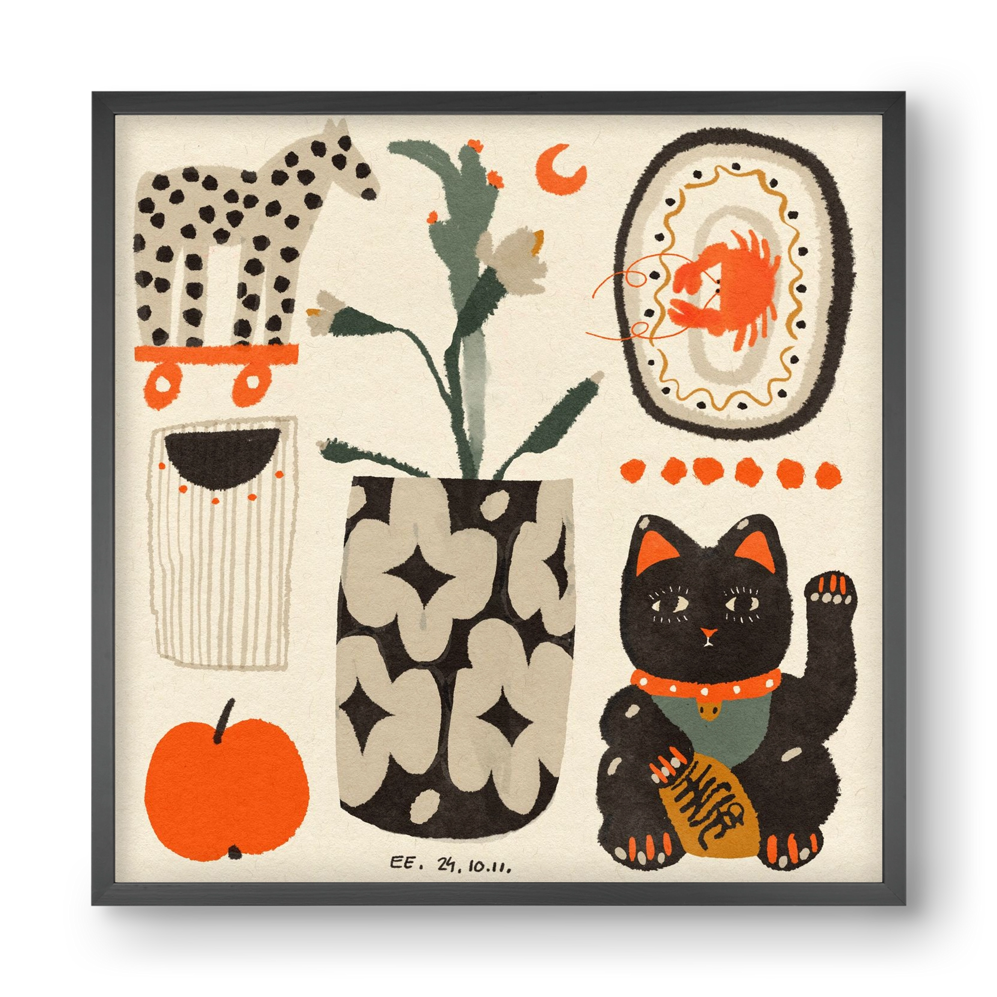 Japan memories, 40x40 cm (40x40 cm), Fekete keret