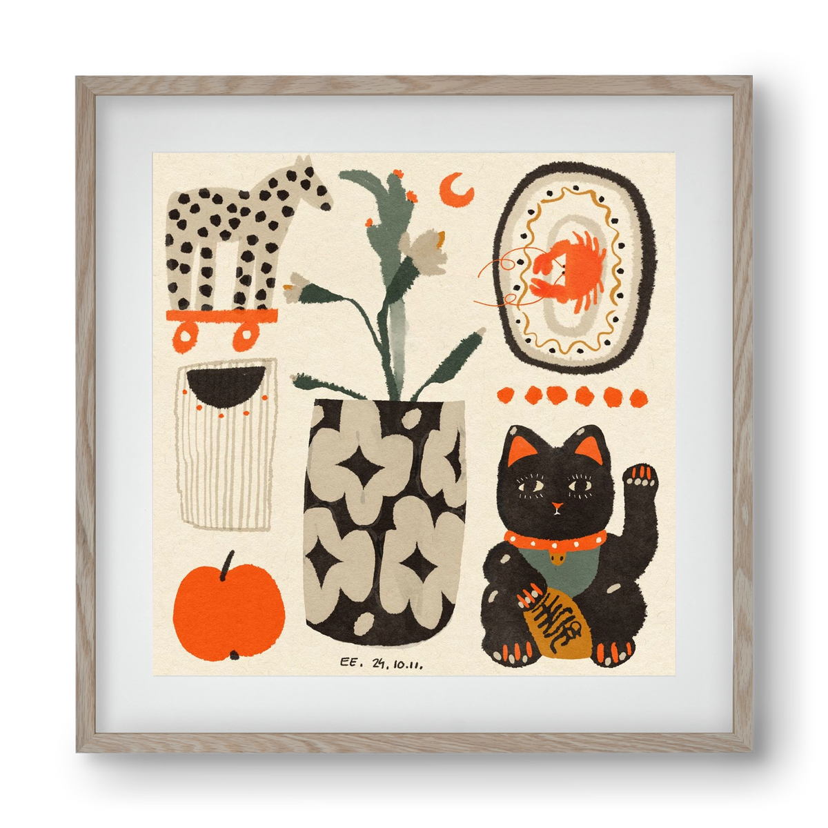 Japan memories, 40x40 cm (30x30 cm), Tölgy keret, paszpartuval