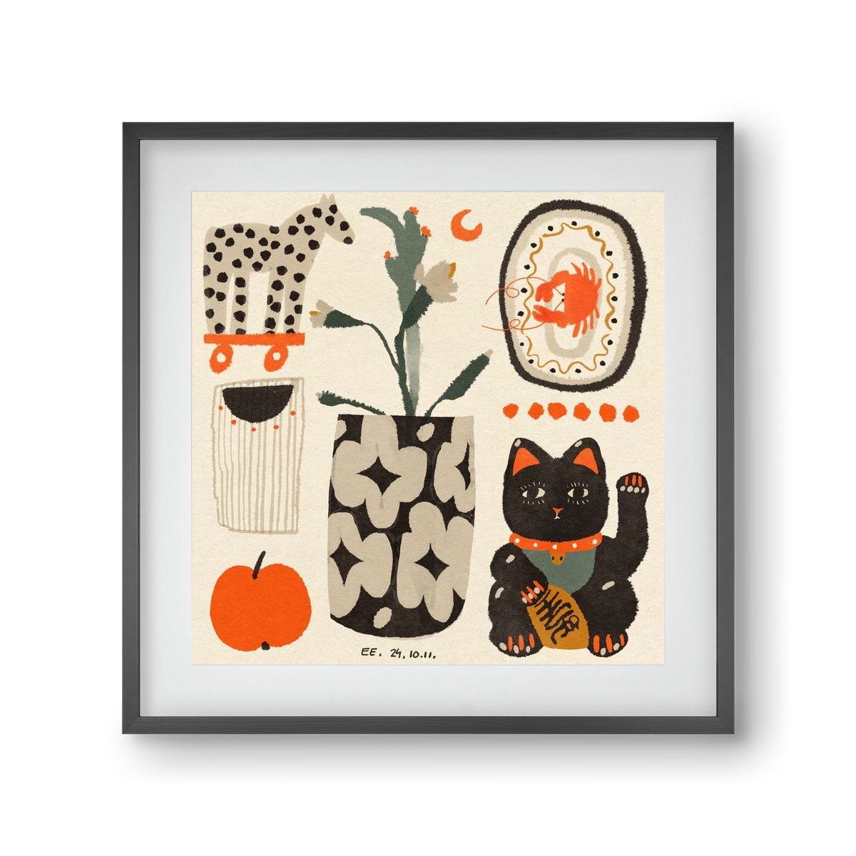 Japan memories, 30x30 cm (20x20 cm), Fekete keret, paszpartuval