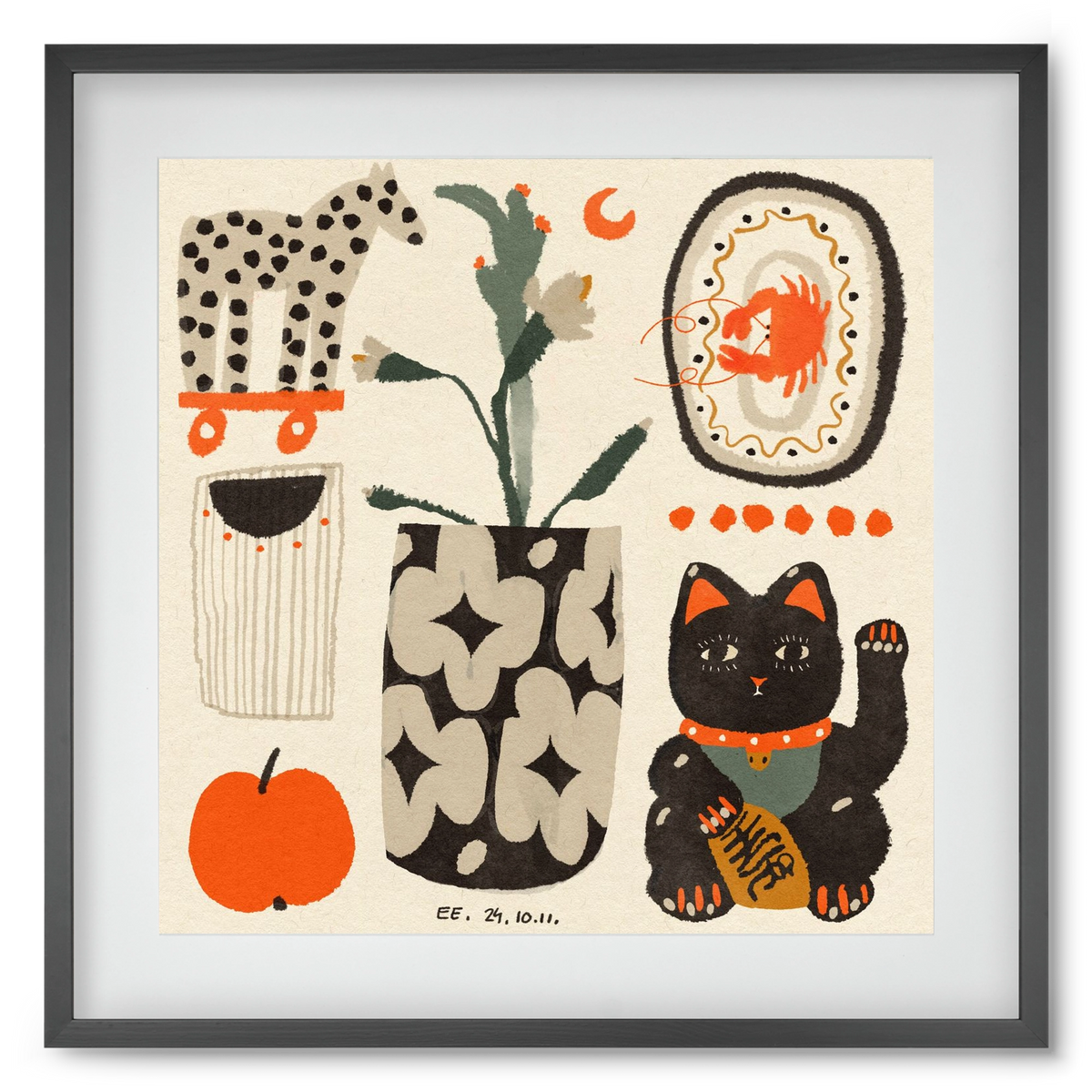 Japan memories, 50x50 cm (40x40 cm), Fekete keret, paszpartuval