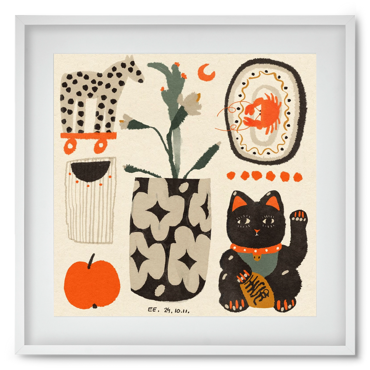 Japan memories, 50x50 cm (40x40 cm), Fehér keret, paszpartuval