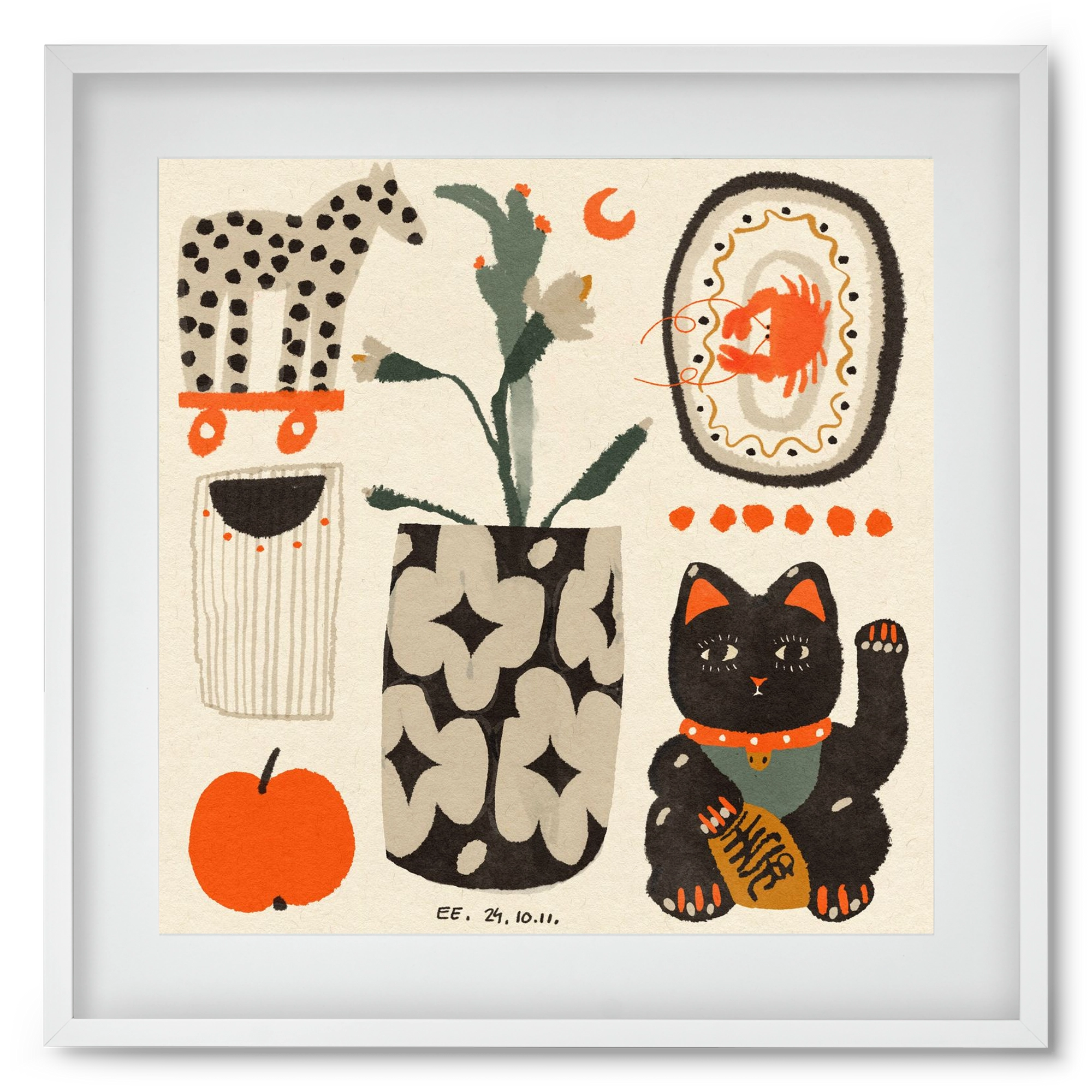 Japan memories, 50x50 cm (40x40 cm), Fehér keret, paszpartuval