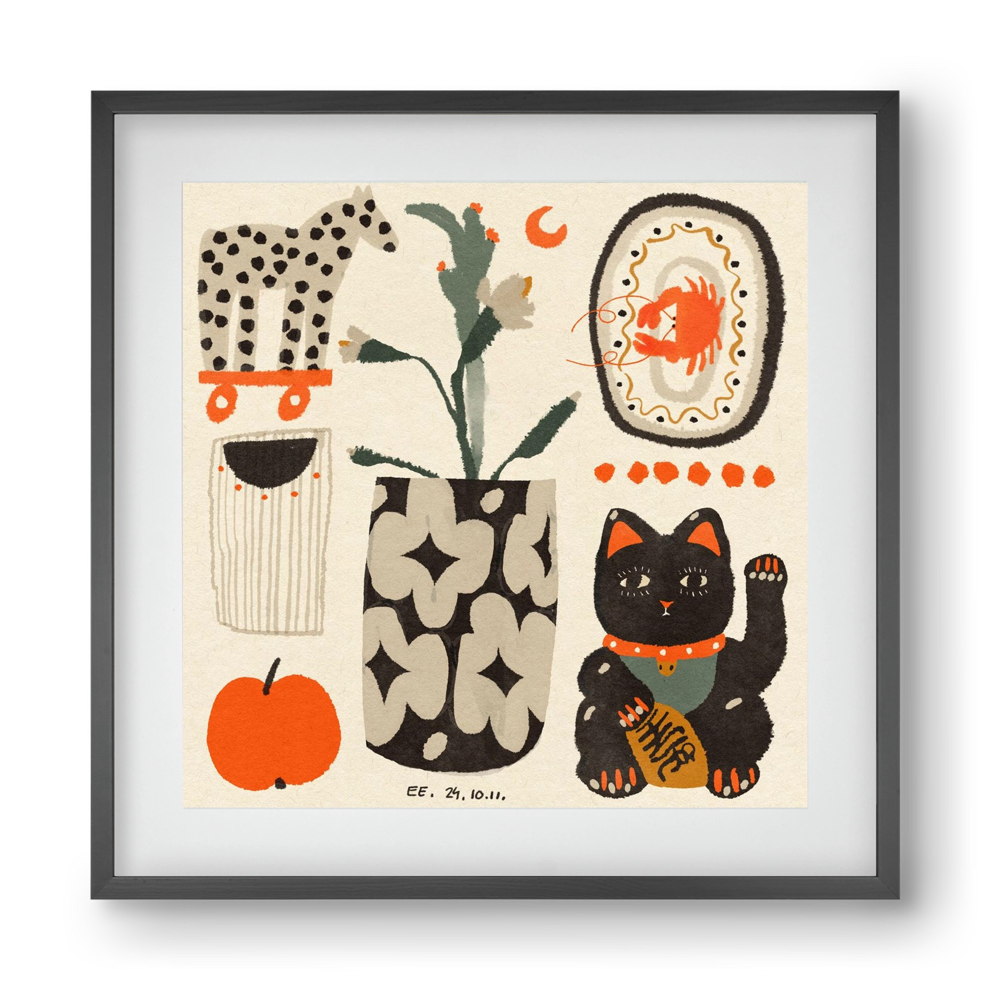 Japan memories, 40x40 cm (30x30 cm), Fekete keret, paszpartuval