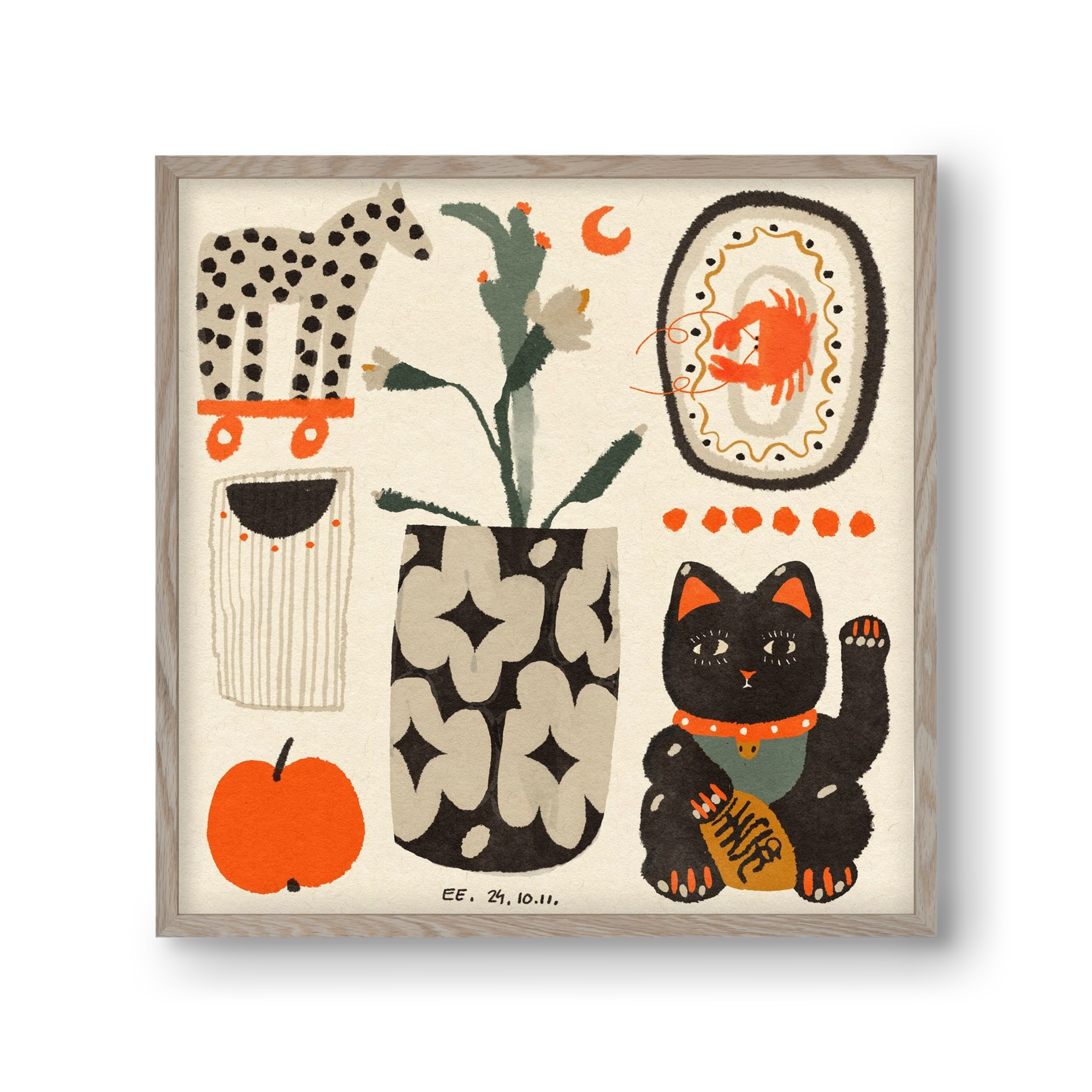 Japan memories, 30x30 cm (30x30 cm), Tölgy keret