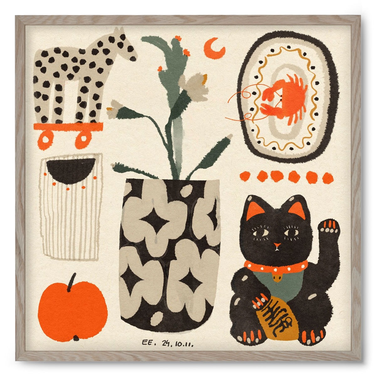 Japan memories, 50x50 cm (50x50 cm), Tölgy keret