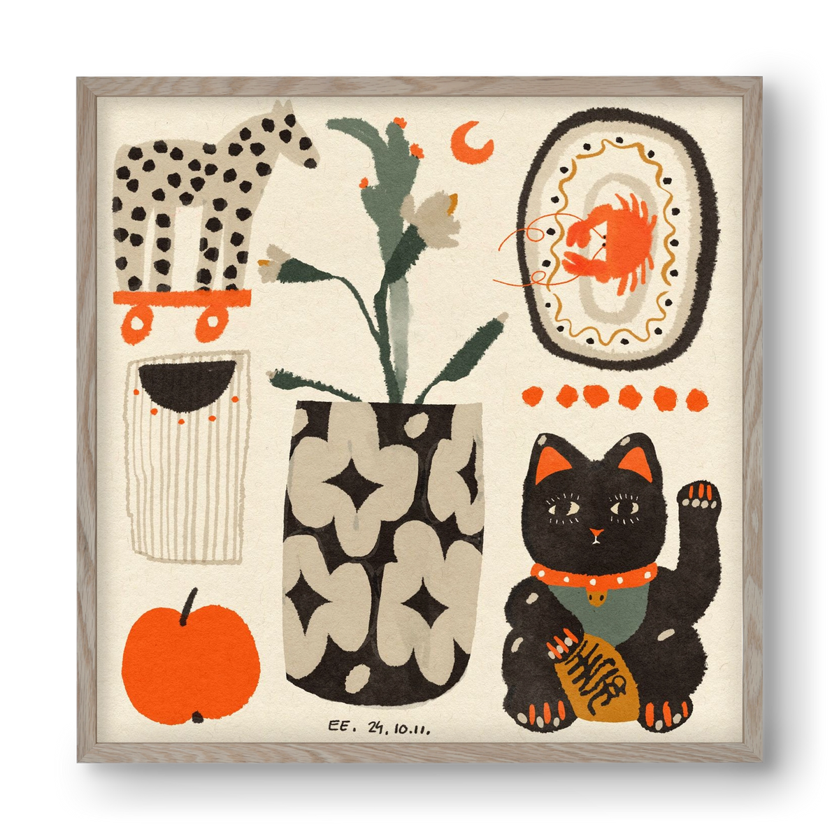 Japan memories, 40x40 cm (40x40 cm), Tölgy keret