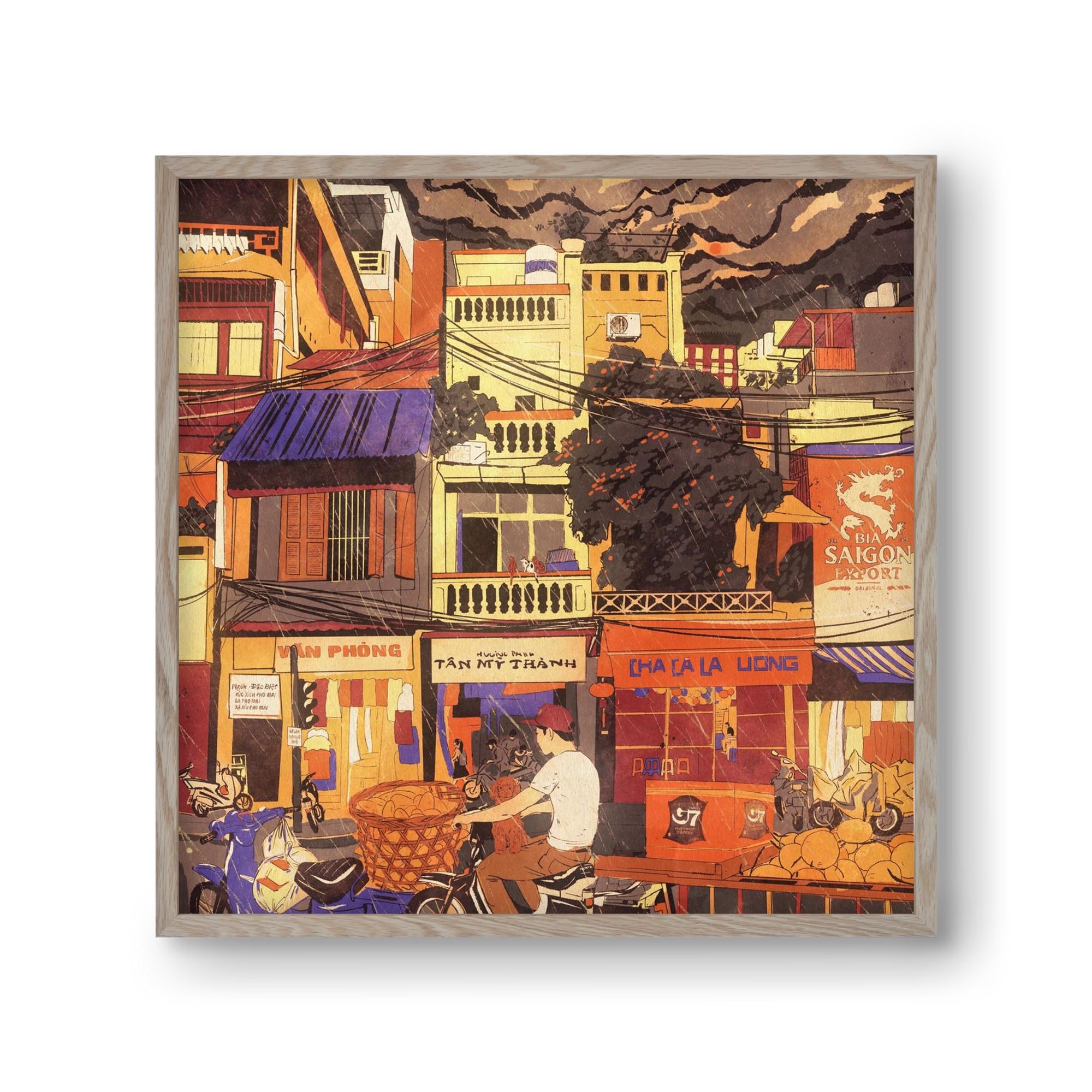 Hanoi city, 30x30 cm (30x30 cm), Tölgy keret