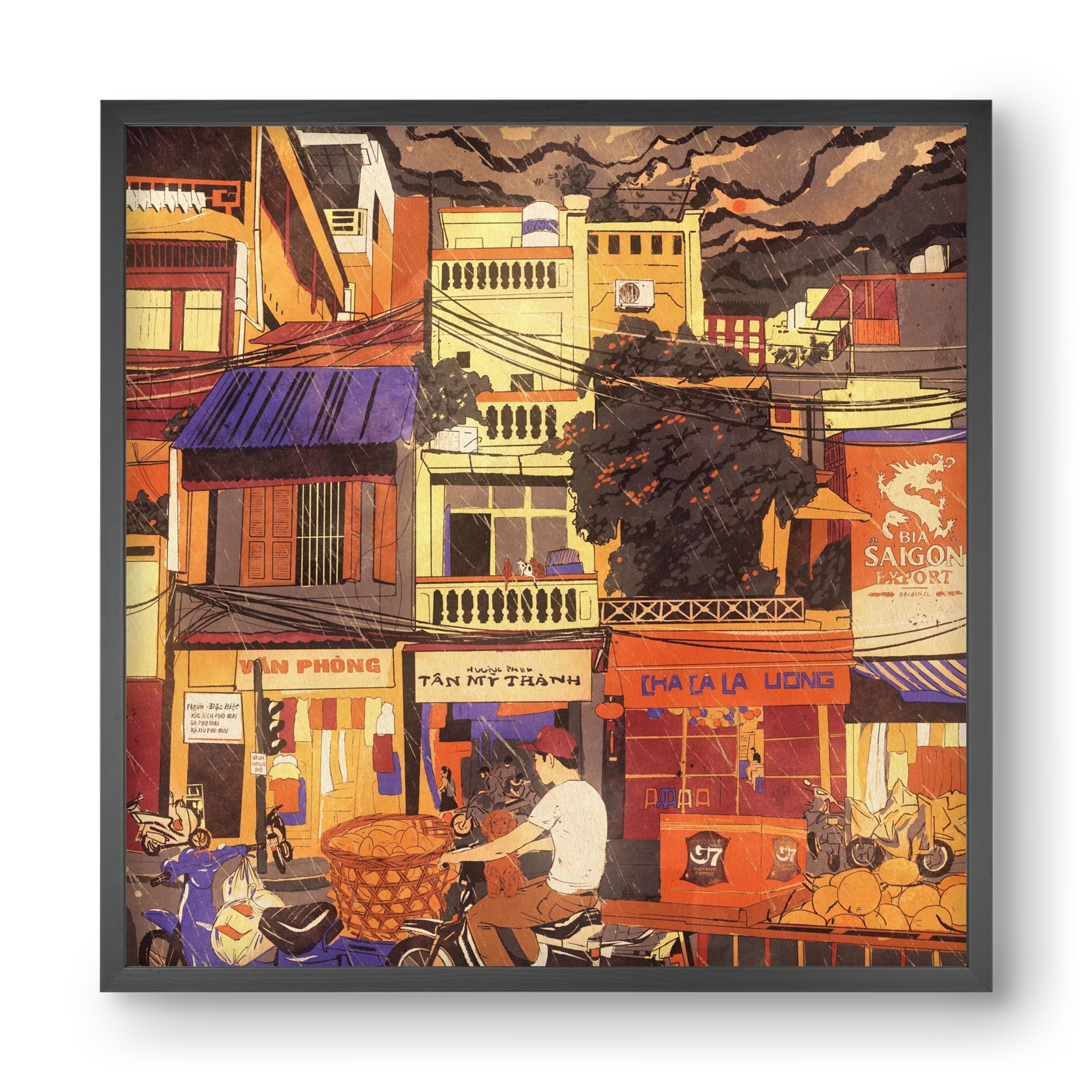 Hanoi city, 40x40 cm (40x40 cm), Fekete keret