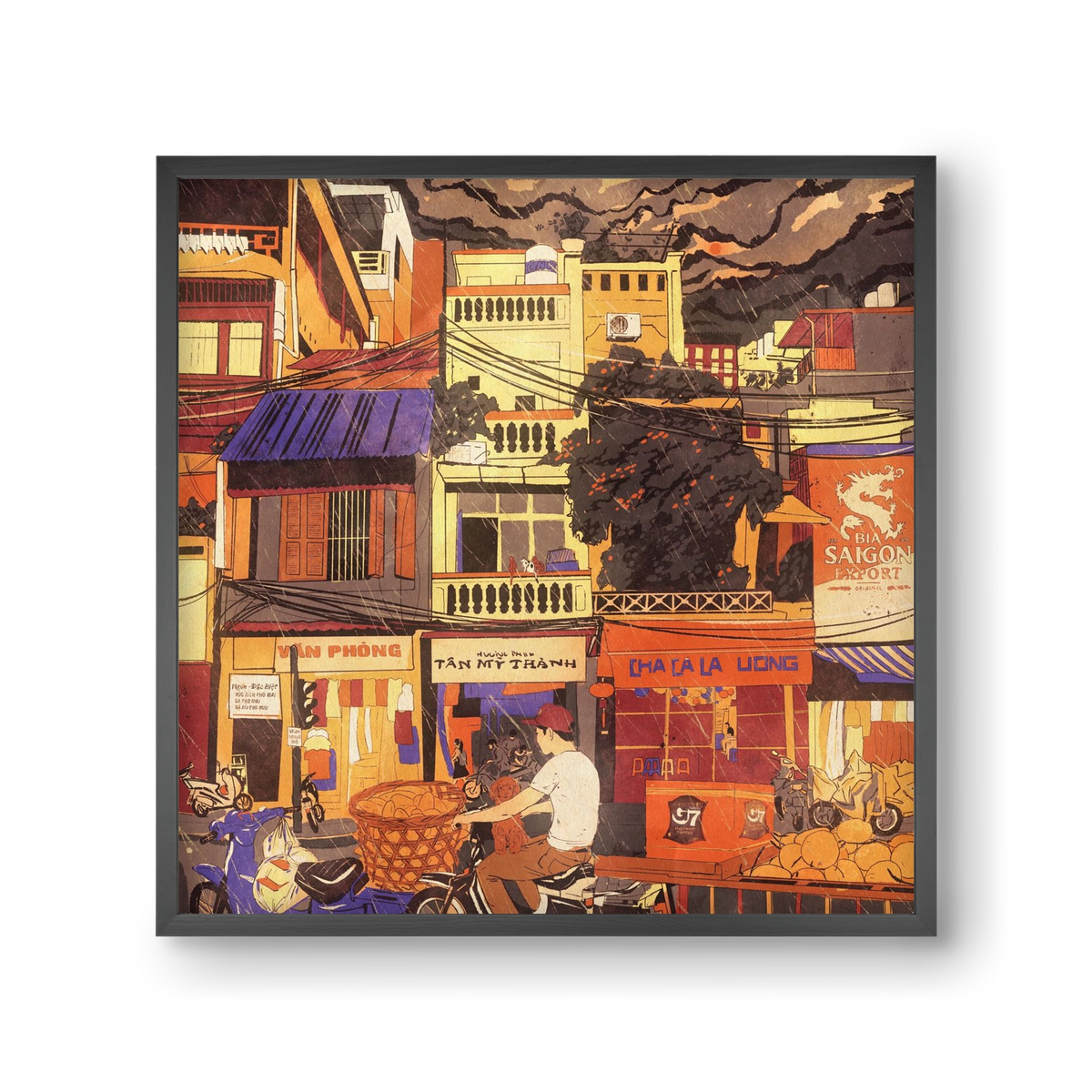 Hanoi city, 30x30 cm (30x30 cm), Fekete keret