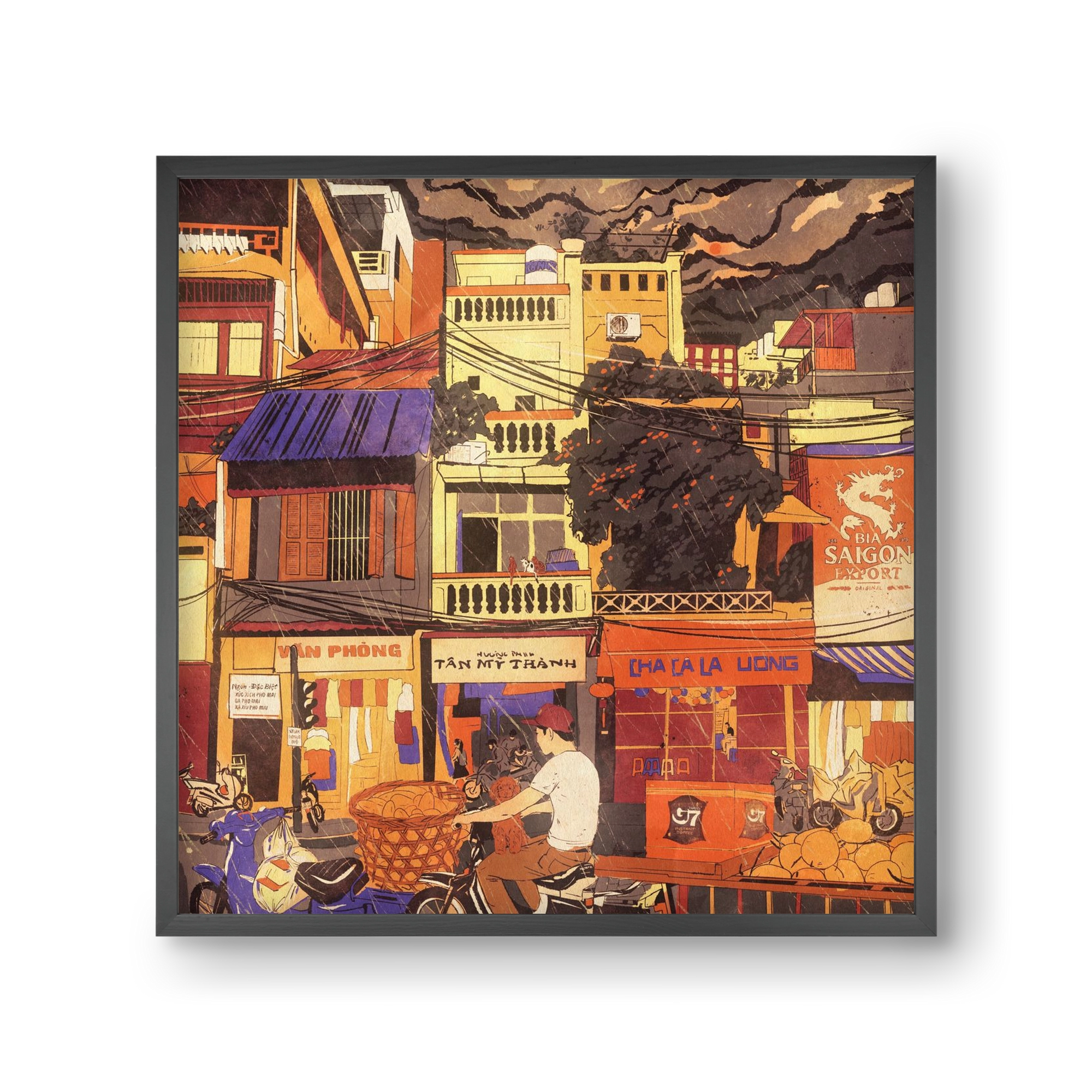 Hanoi city, 30x30 cm (30x30 cm), Fekete keret