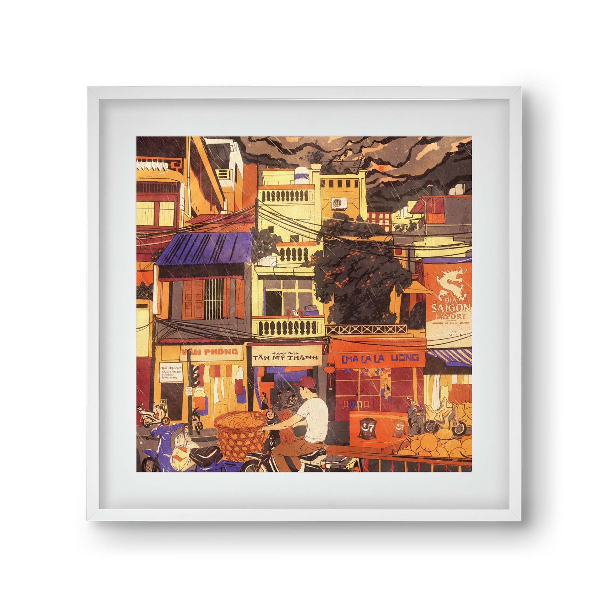 Hanoi city, 30x30 cm (20x20 cm), Fehér keret, paszpartuval