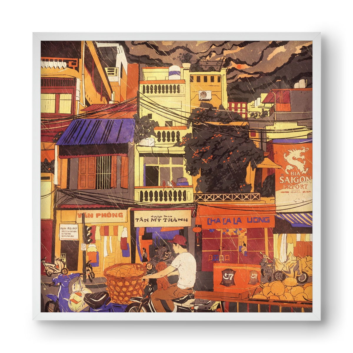 Hanoi city, 40x40 cm (40x40 cm), Fehér keret