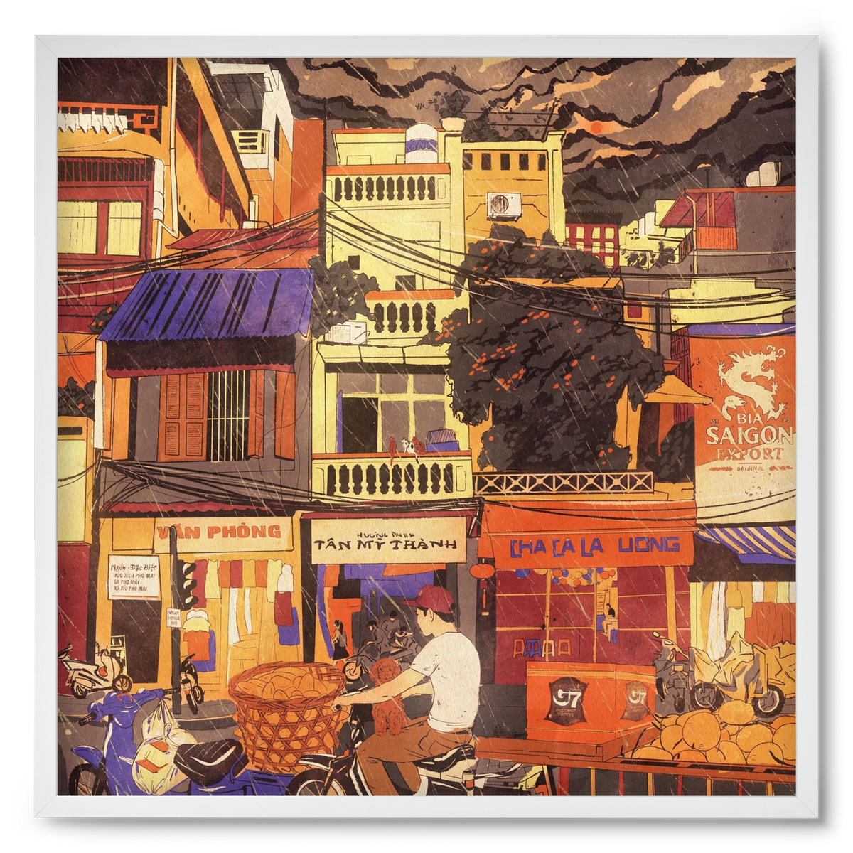 Hanoi city, 50x50 cm (50x50 cm), Fehér keret