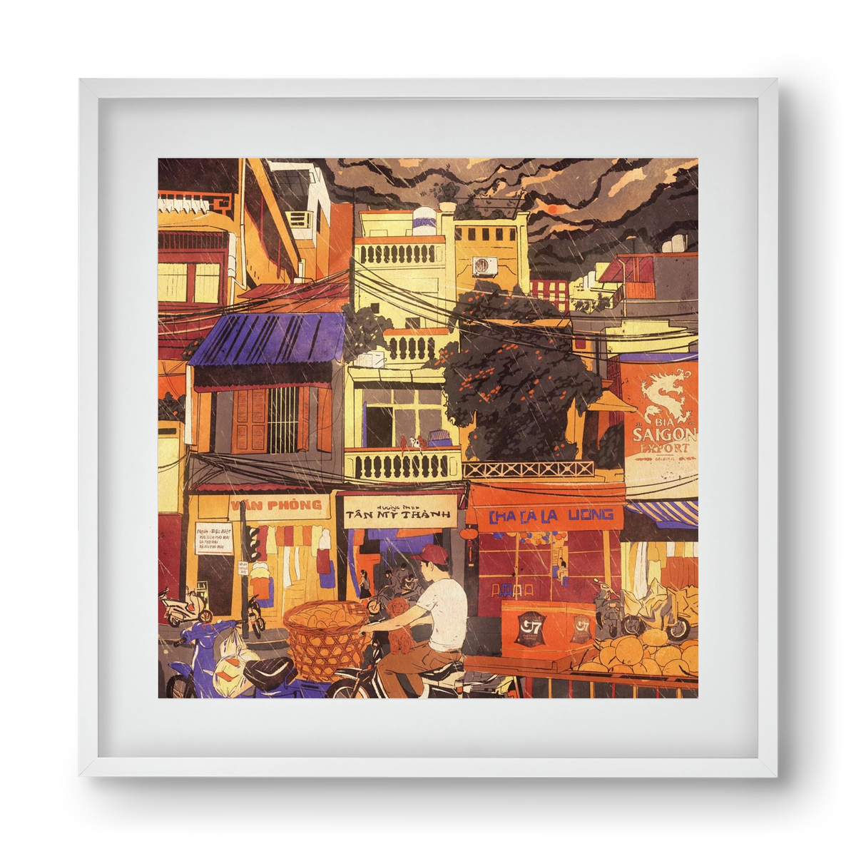 Hanoi city, 40x40 cm (30x30 cm), Fehér keret, paszpartuval