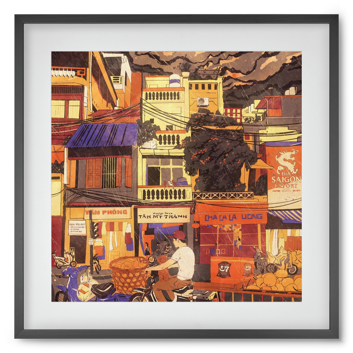 Hanoi city, 50x50 cm (40x40 cm), Fekete keret, paszpartuval