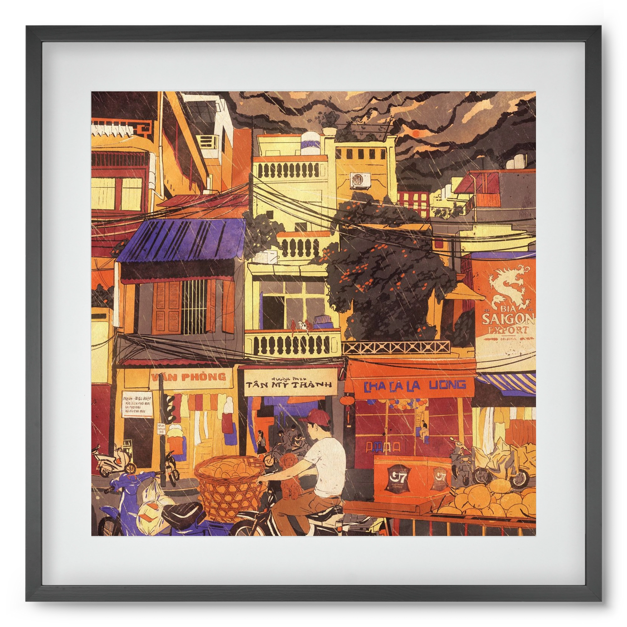 Hanoi city, 50x50 cm (40x40 cm), Fekete keret, paszpartuval