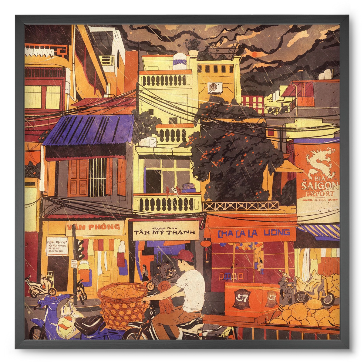 Hanoi city, 50x50 cm (50x50 cm), Fekete keret