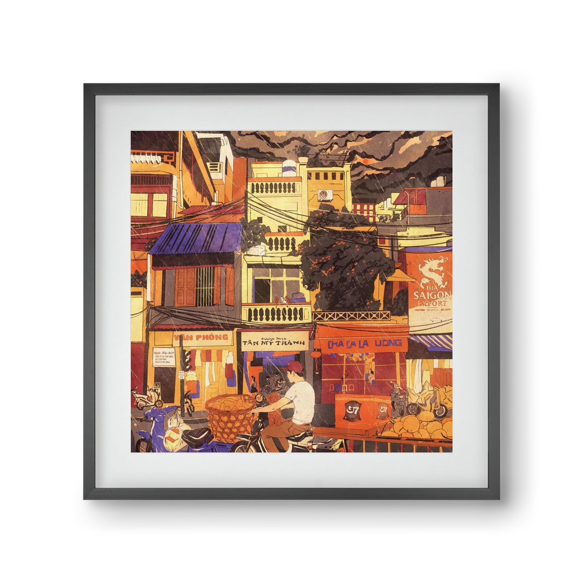 Hanoi city, 30x30 cm (20x20 cm), Fekete keret, paszpartuval