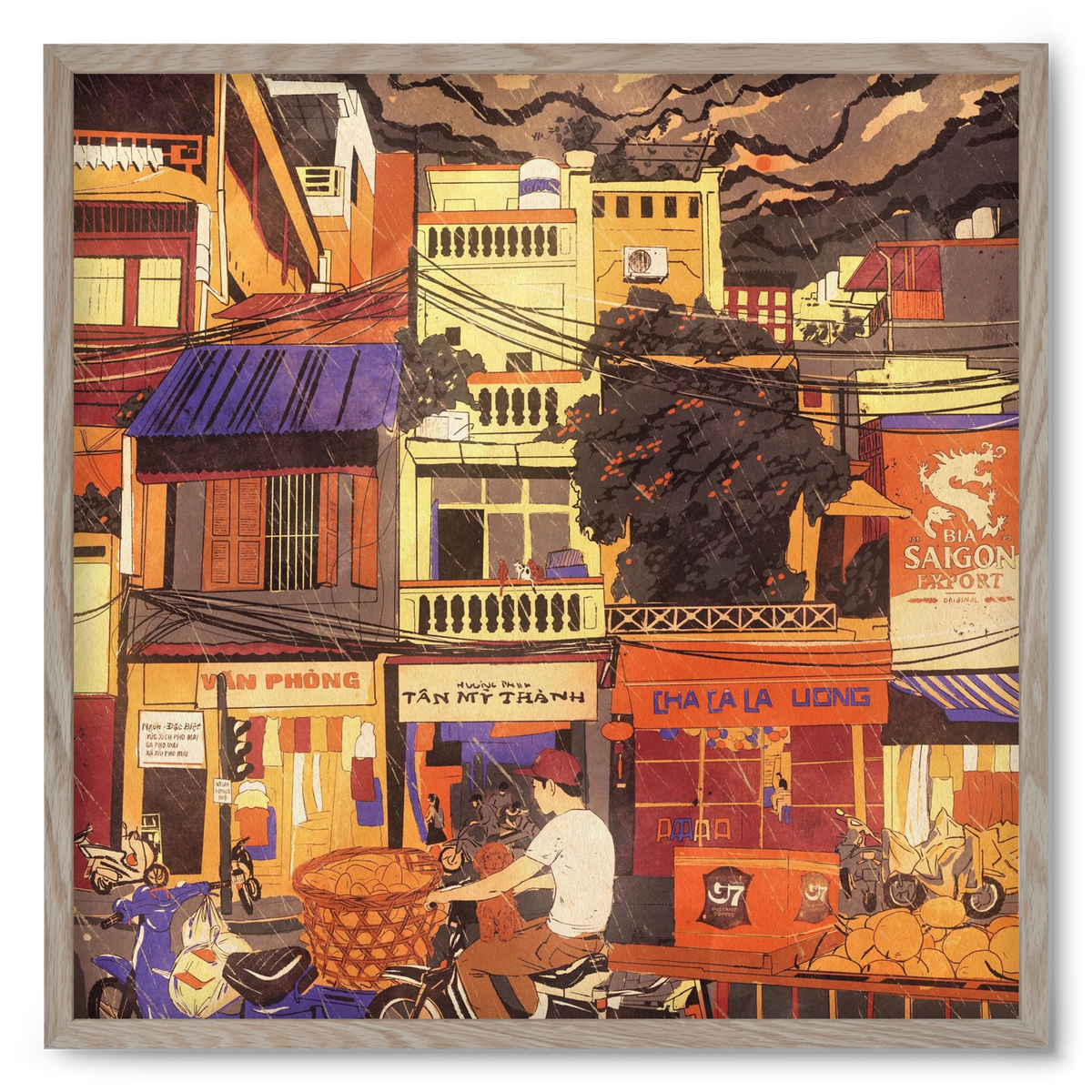 Hanoi city, 50x50 cm (50x50 cm), Tölgy keret