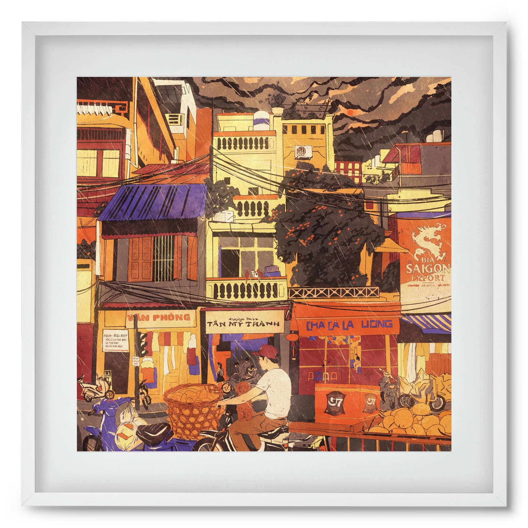 Hanoi city, 50x50 cm (40x40 cm), Fehér keret, paszpartuval