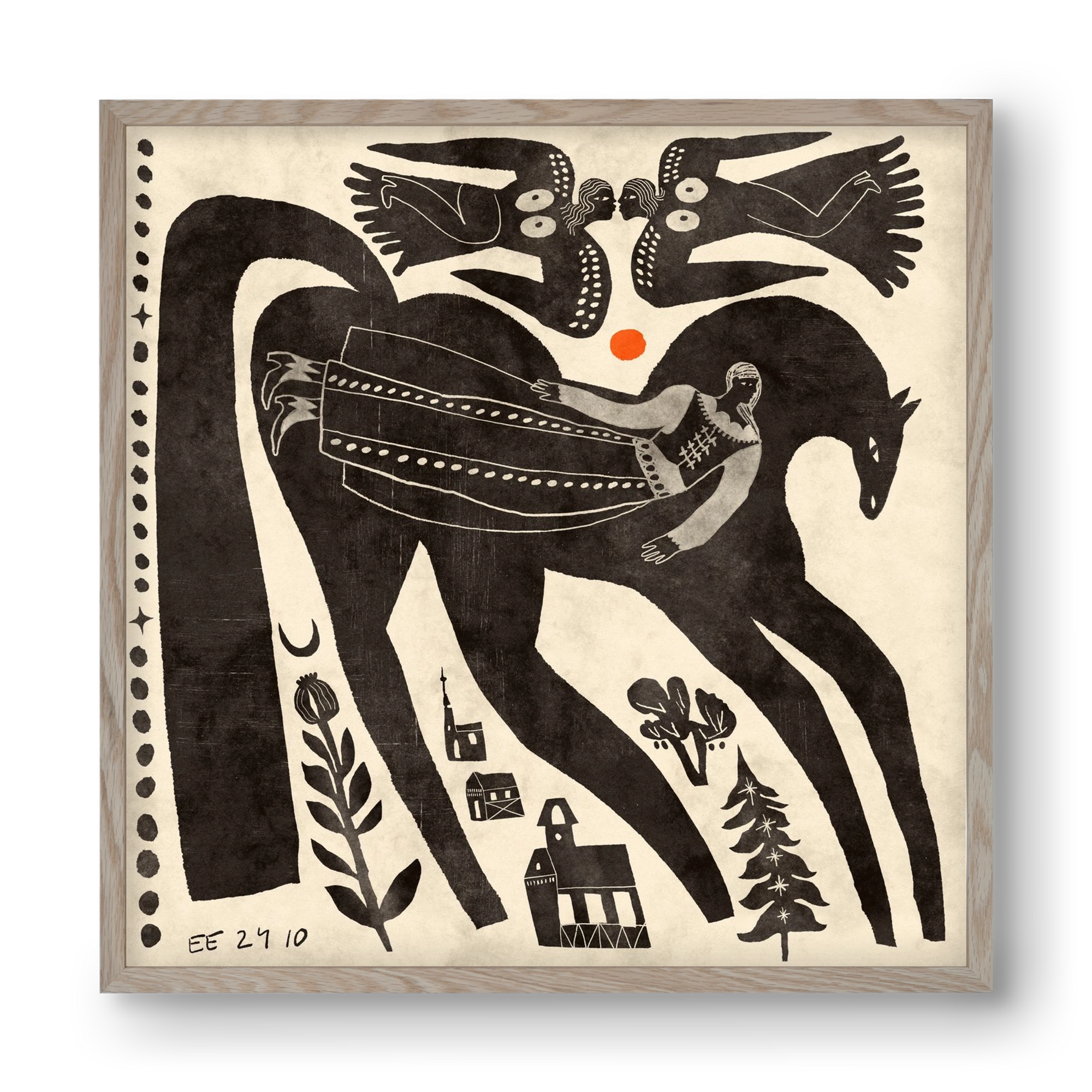 Lost souls, 40x40 cm (40x40 cm), Tölgy keret