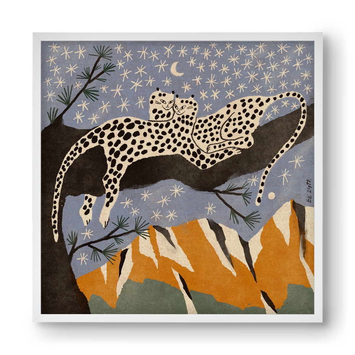 Snow leopards, 40x40 cm (40x40 cm), Fehér keret