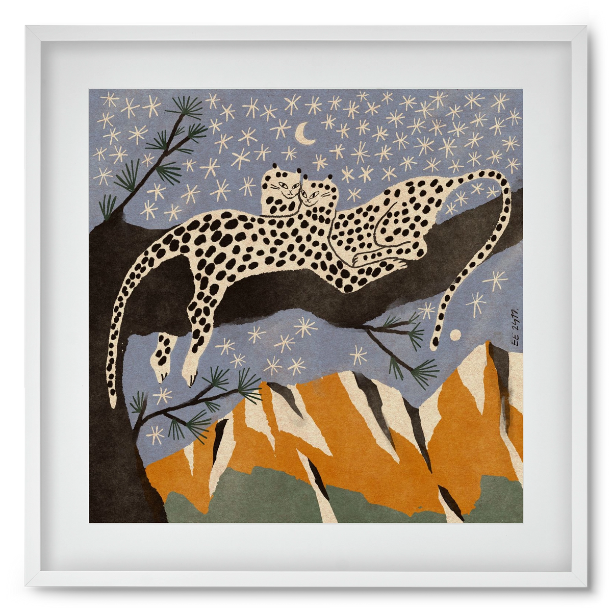 Snow leopards, 50x50 cm (40x40 cm), Fehér keret, paszpartuval