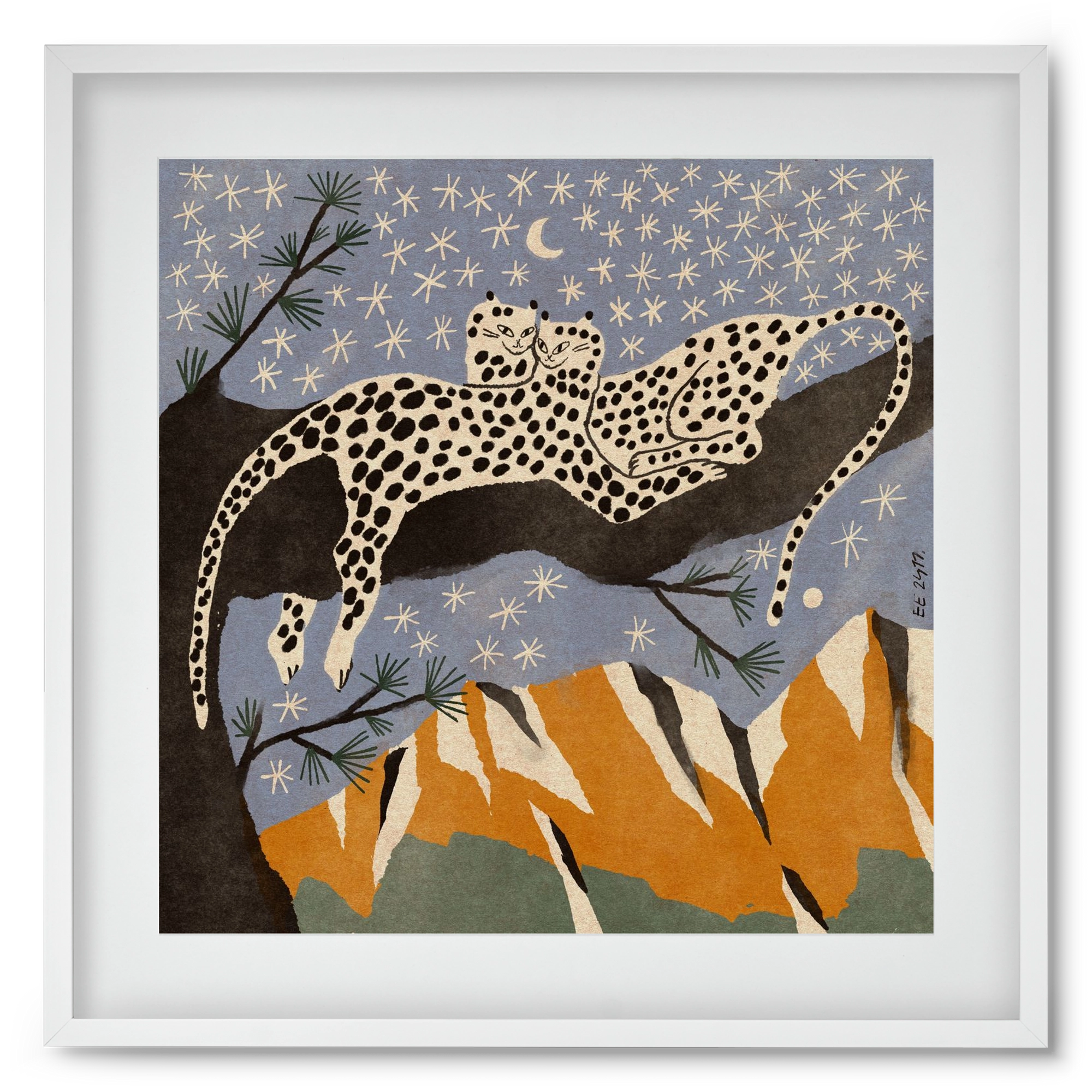 Snow leopards, 50x50 cm (40x40 cm), Fehér keret, paszpartuval