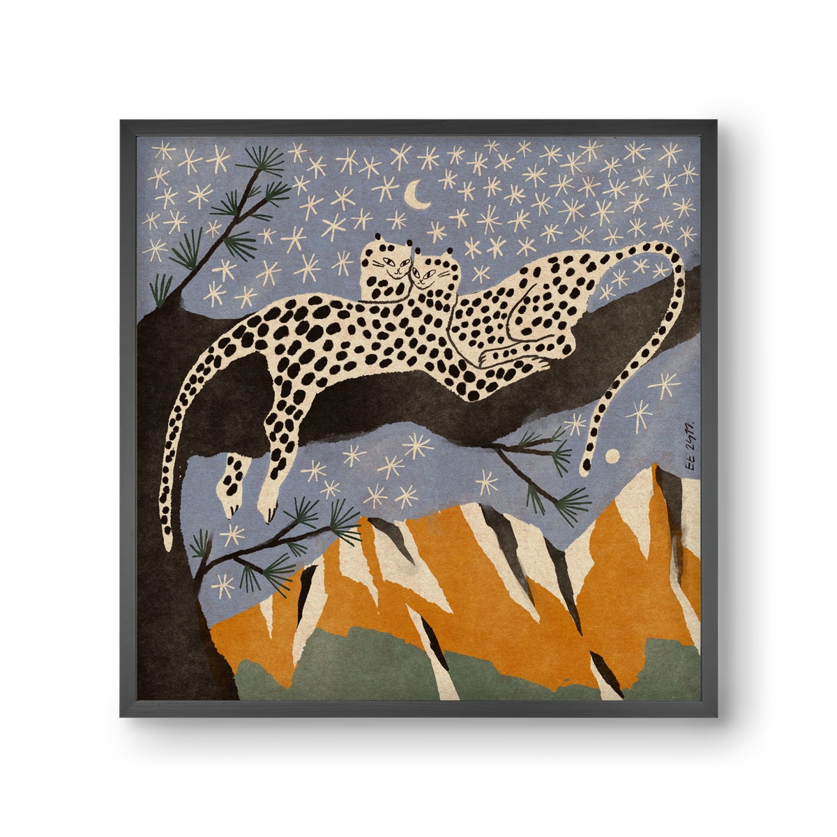 Snow leopards, 30x30 cm (30x30 cm), Fekete keret