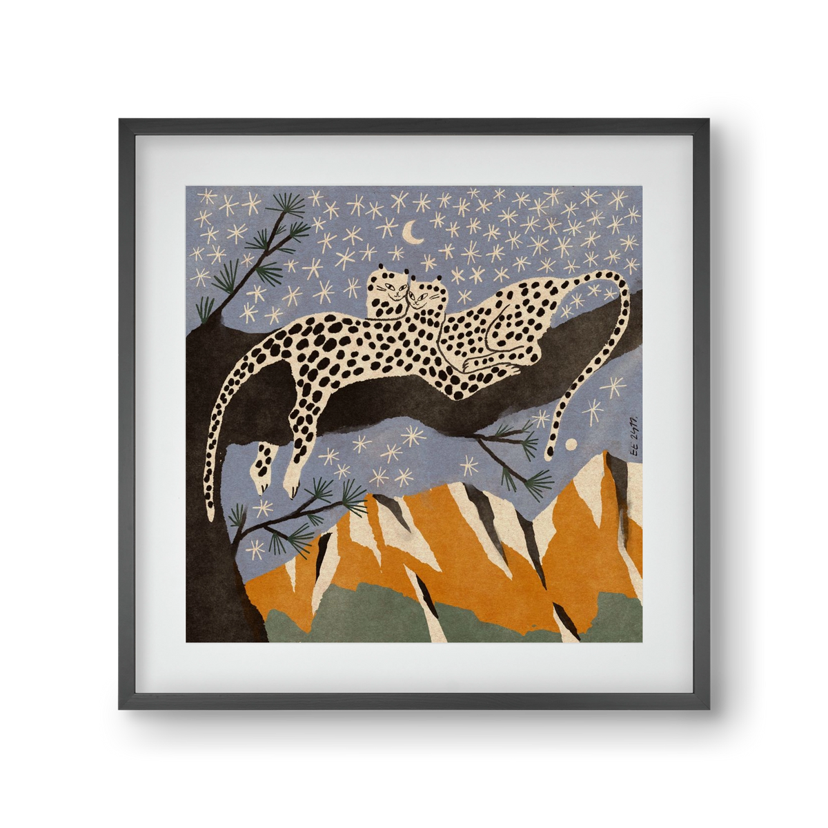 Snow leopards, 30x30 cm (20x20 cm), Fekete keret, paszpartuval