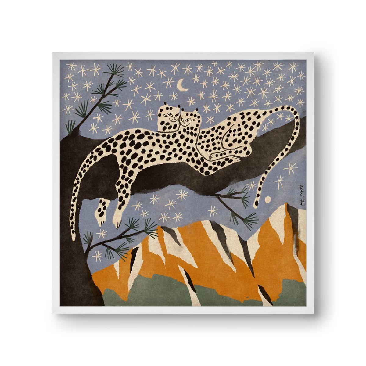 Snow leopards, 30x30 cm (30x30 cm), Fehér keret