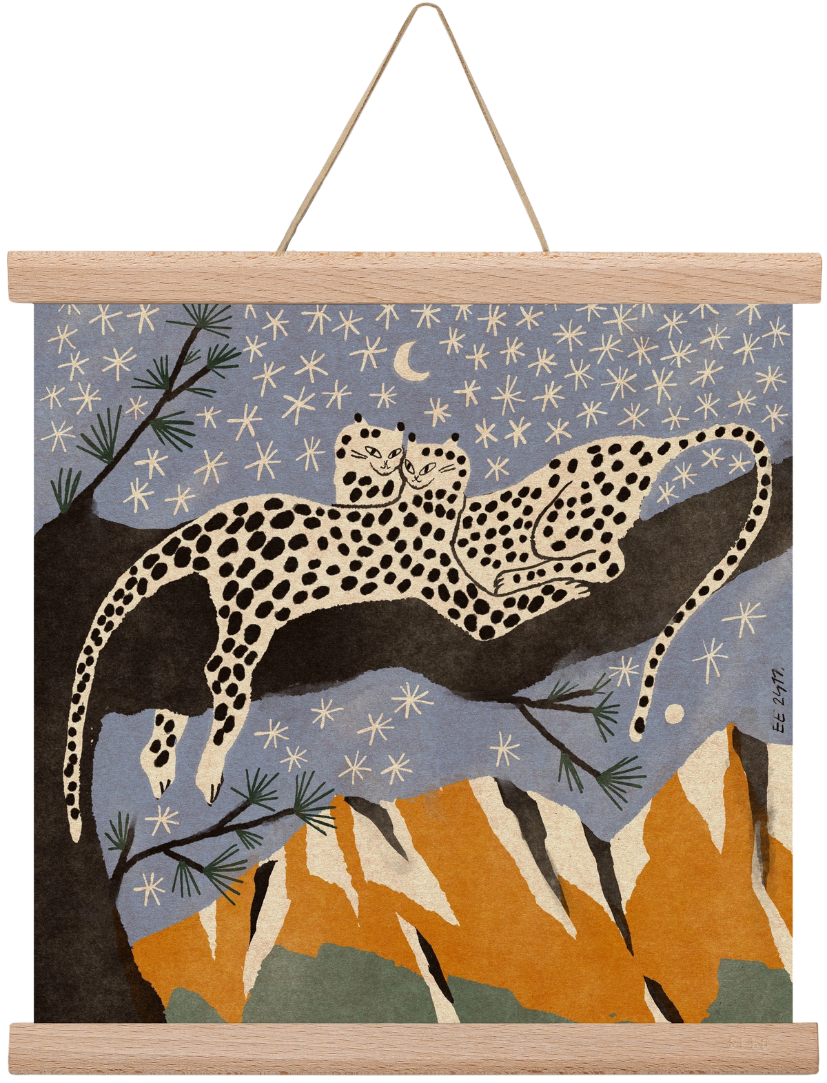 Snow leopards, 30x30 cm (30x30 cm), Tölgy akasztó