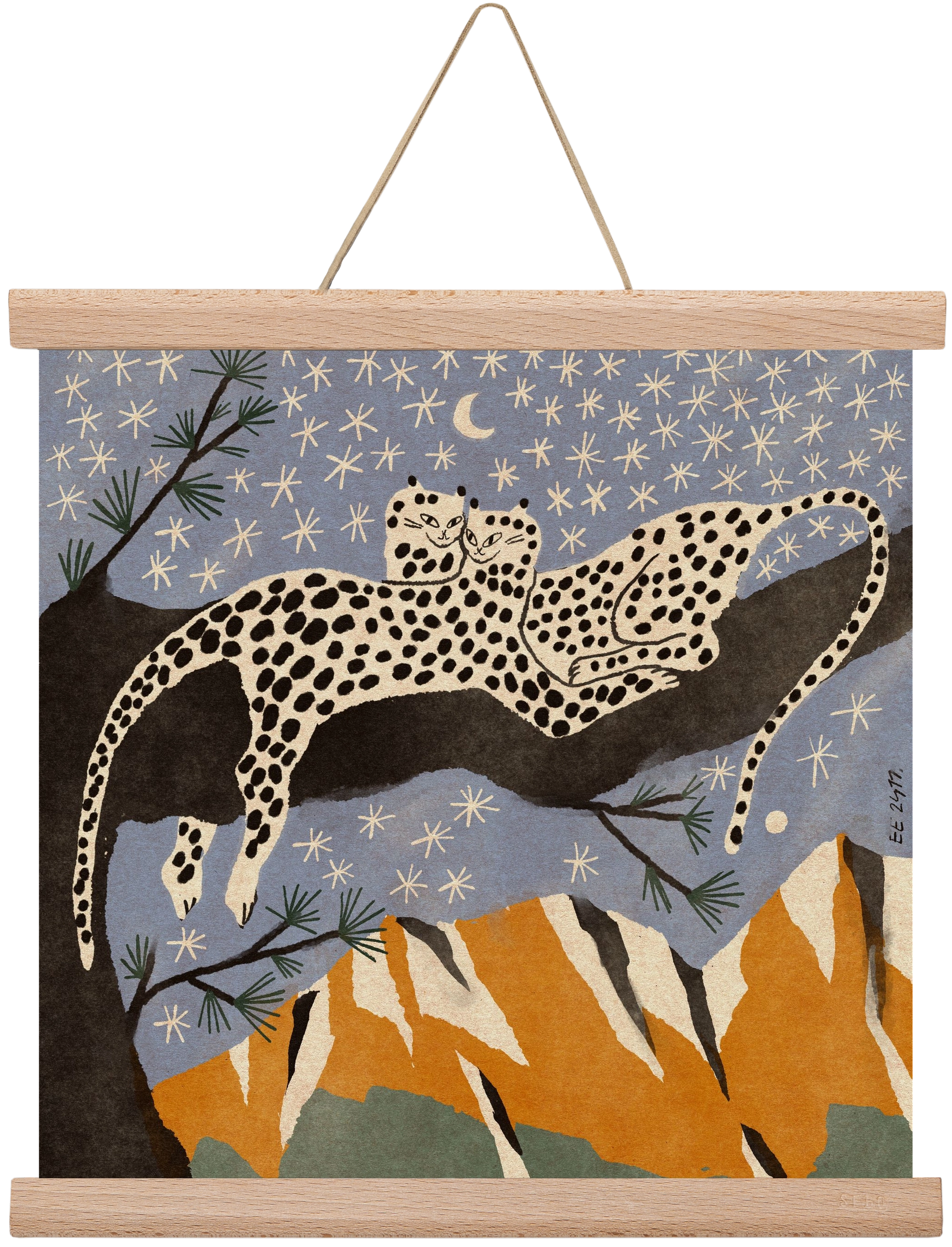 Snow leopards, 30x30 cm (30x30 cm), Tölgy akasztó