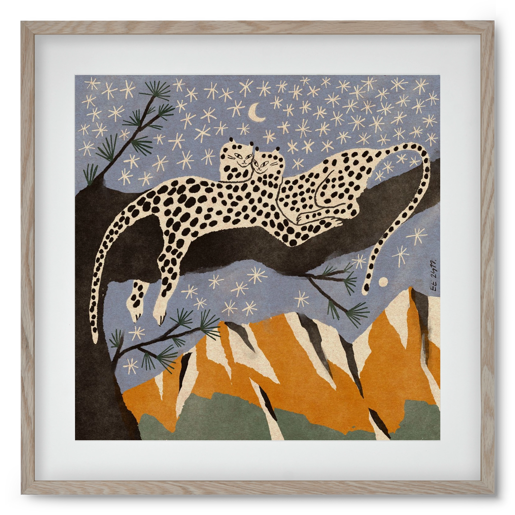 Snow leopards, 50x50 cm (40x40 cm), Tölgy keret, paszpartuval