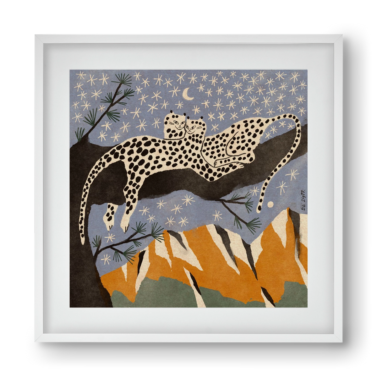 Snow leopards, 40x40 cm (30x30 cm), Fehér keret, paszpartuval