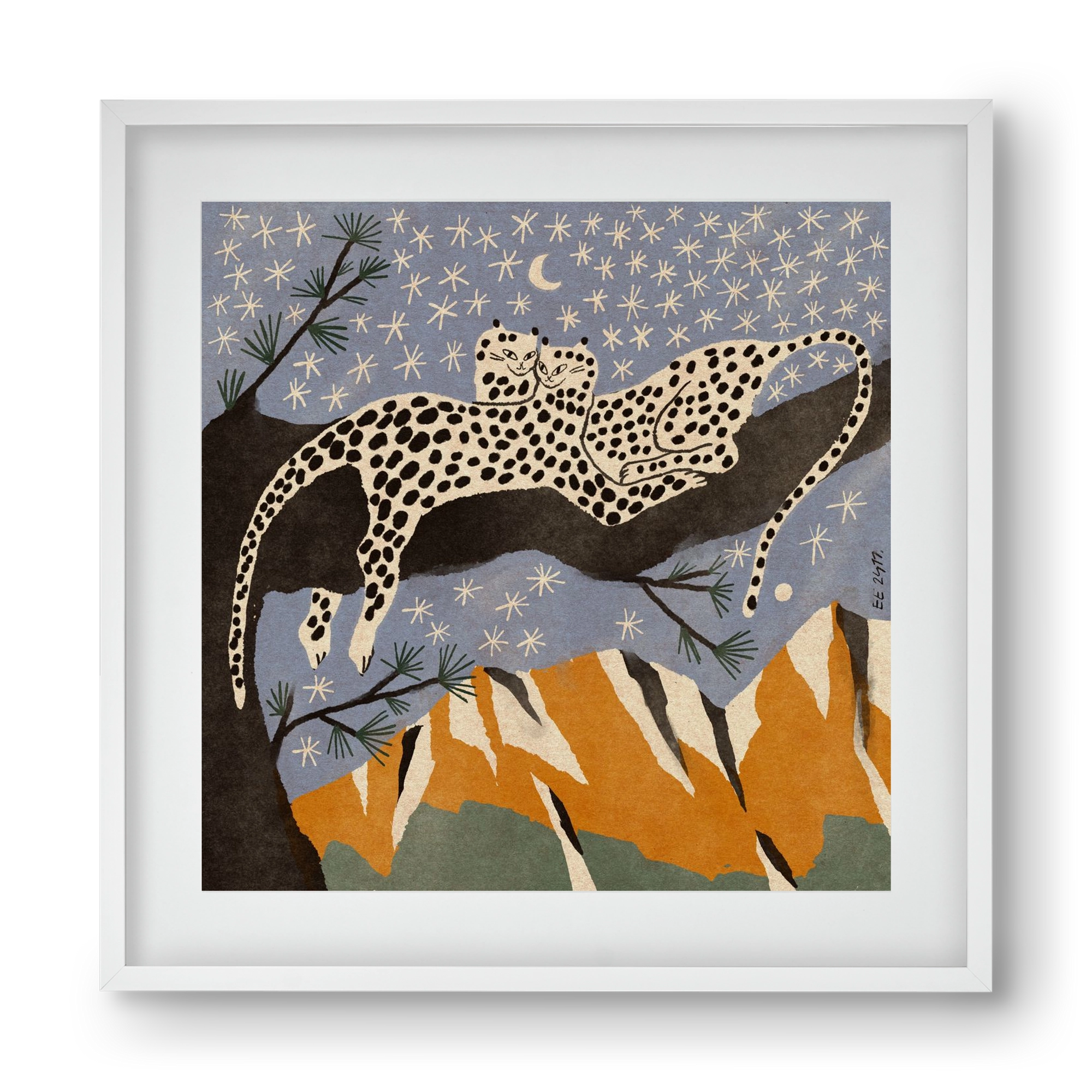 Snow leopards, 40x40 cm (30x30 cm), Fehér keret, paszpartuval
