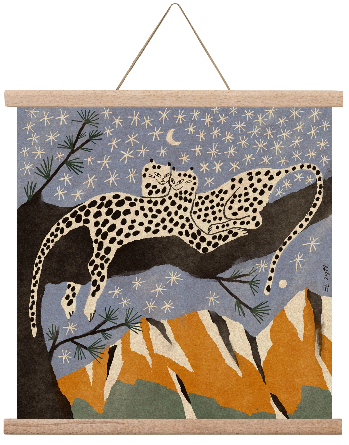 Snow leopards, 40x40 cm (40x40 cm), Tölgy akasztó