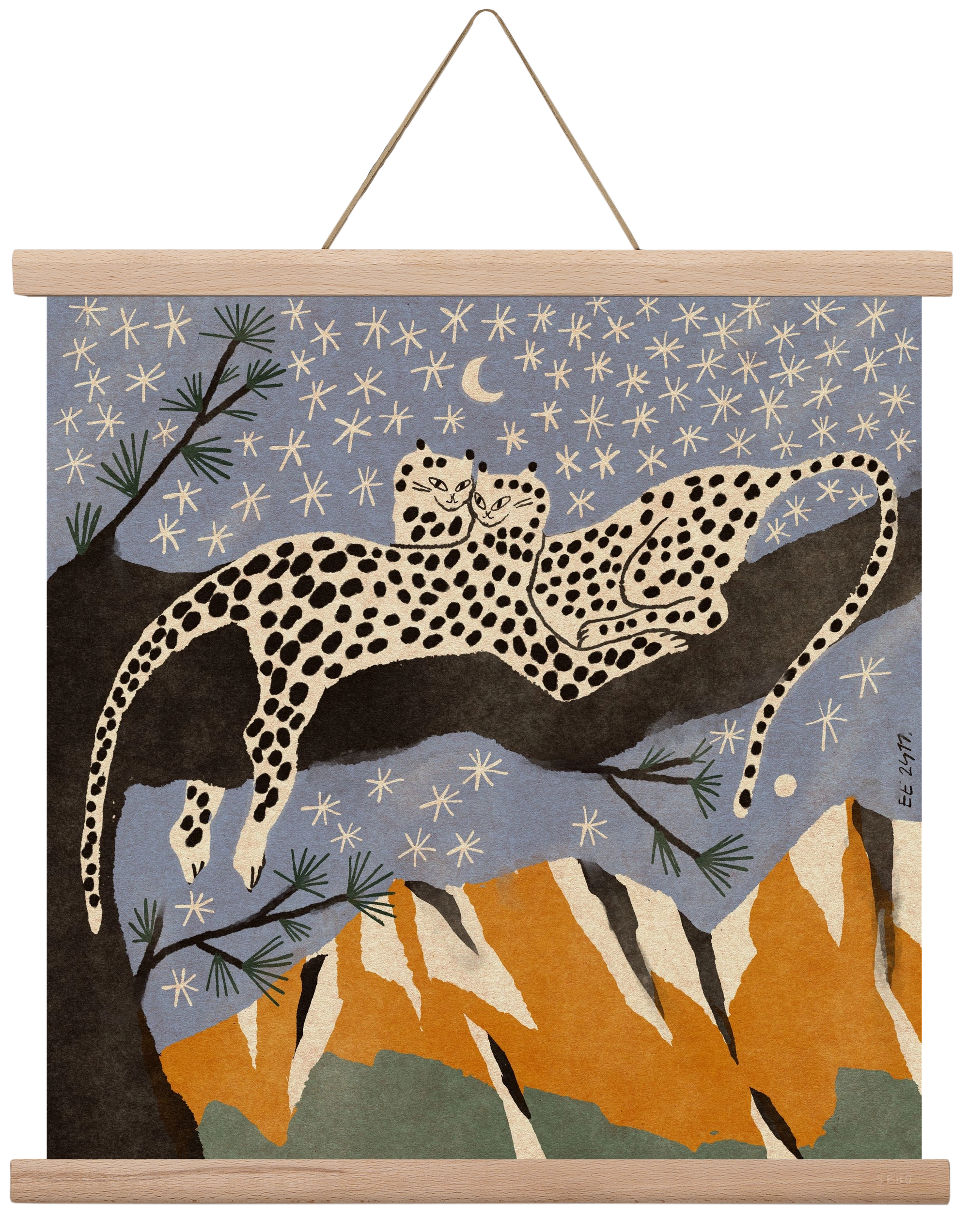 Snow leopards, 40x40 cm (40x40 cm), Tölgy akasztó