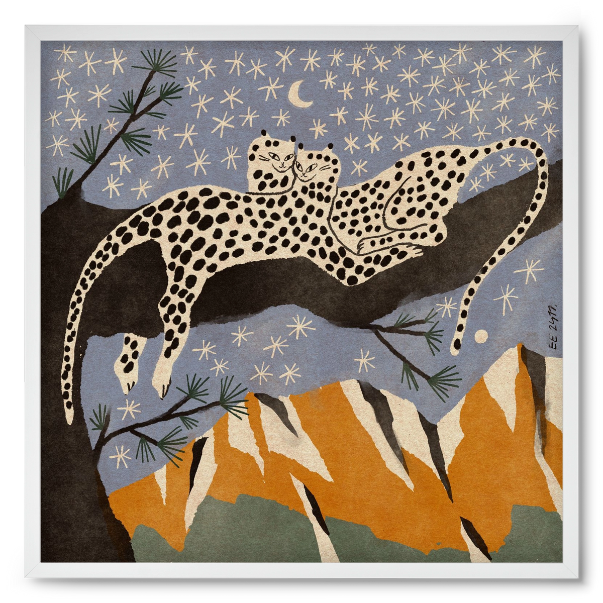 Snow leopards, 50x50 cm (50x50 cm), Fehér keret