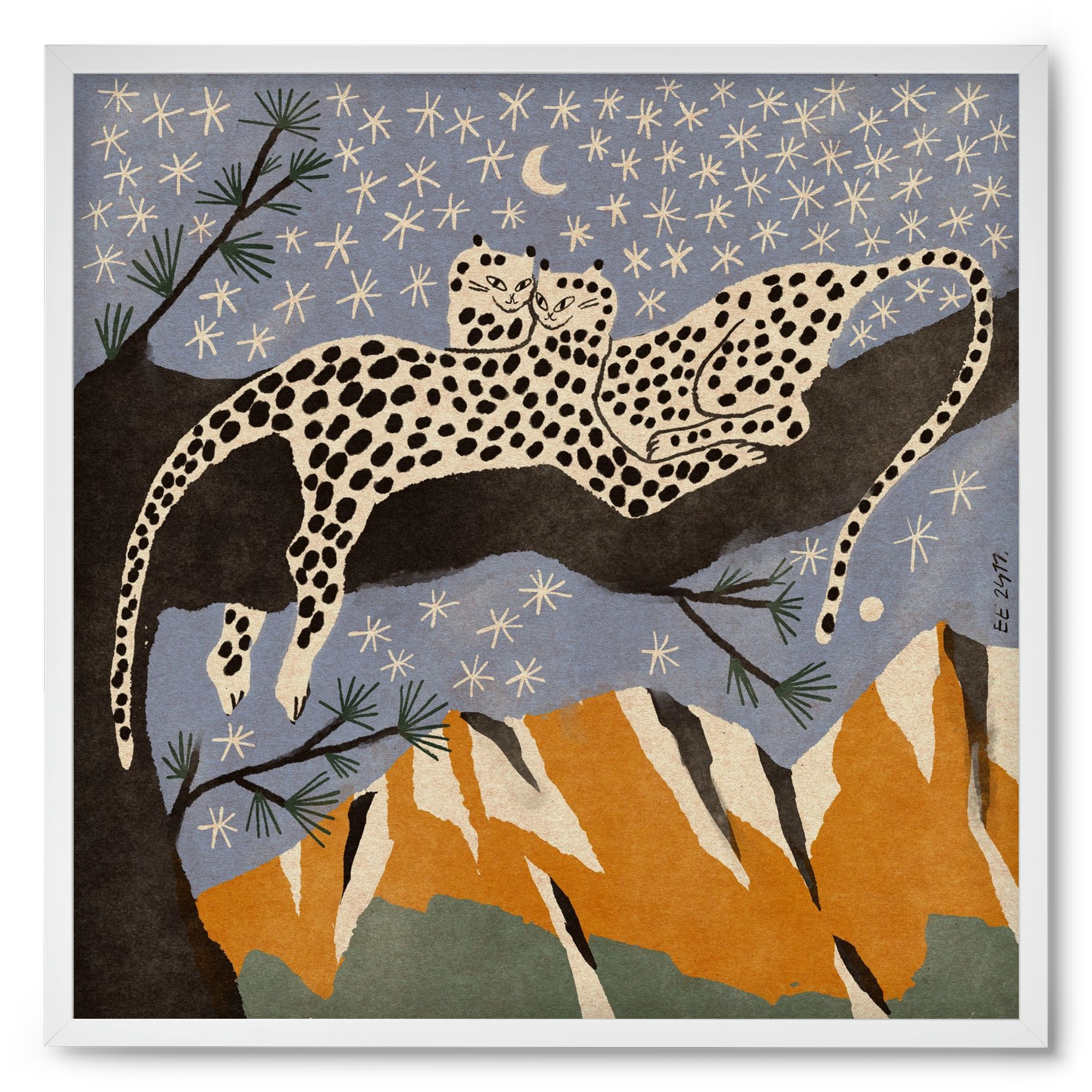 Snow leopards, 50x50 cm (50x50 cm), Fehér keret