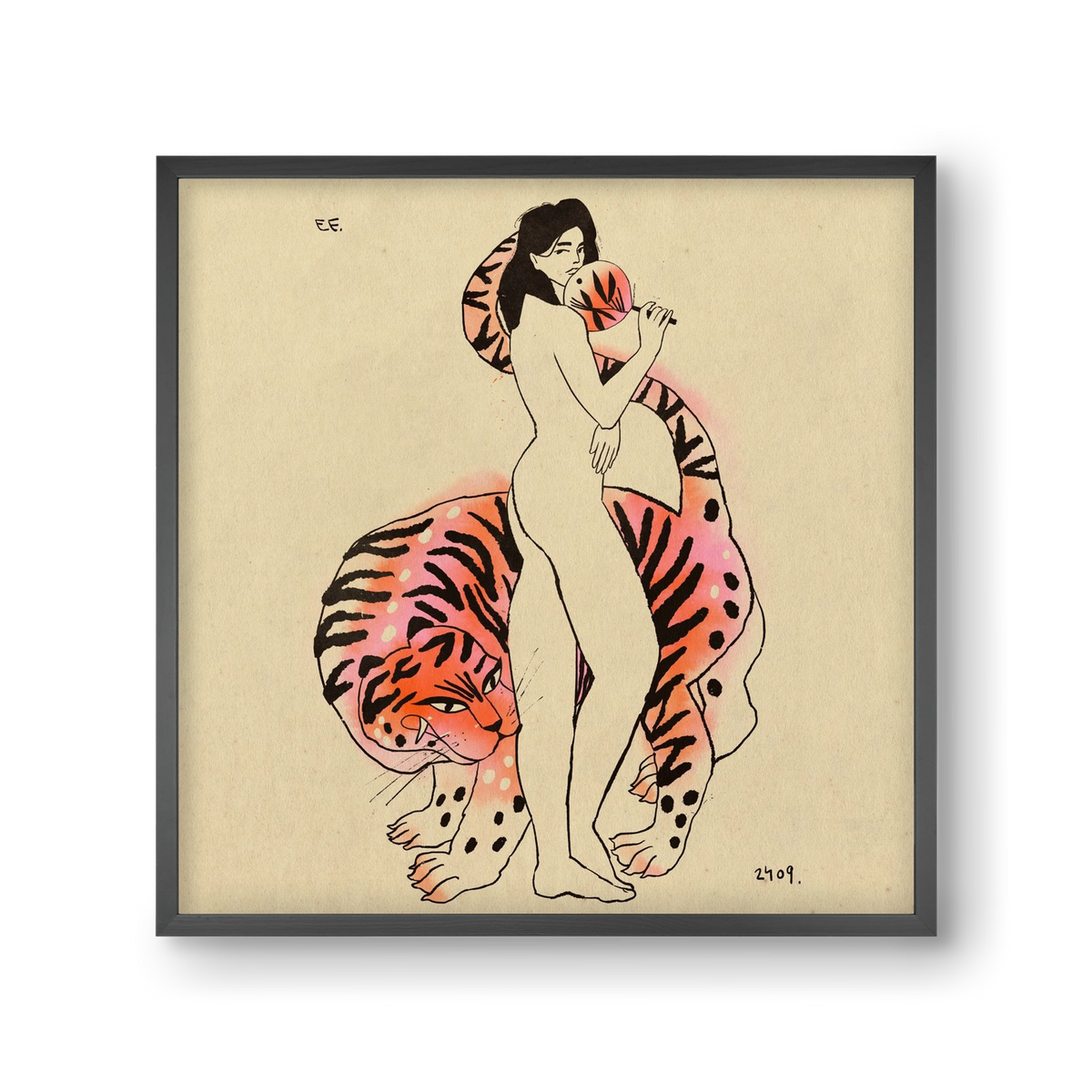 Tiger girl, 30x30 cm (30x30 cm), Fekete keret