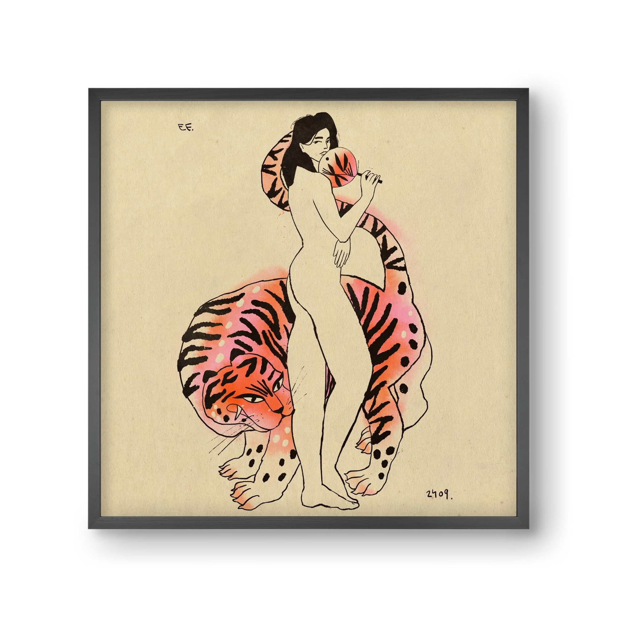 Tiger girl, 30x30 cm (30x30 cm), Fekete keret