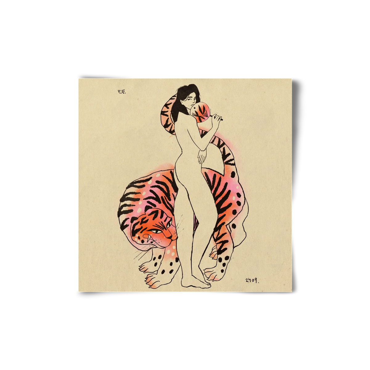 Tiger girl, 20x20 cm, Keret nélkül