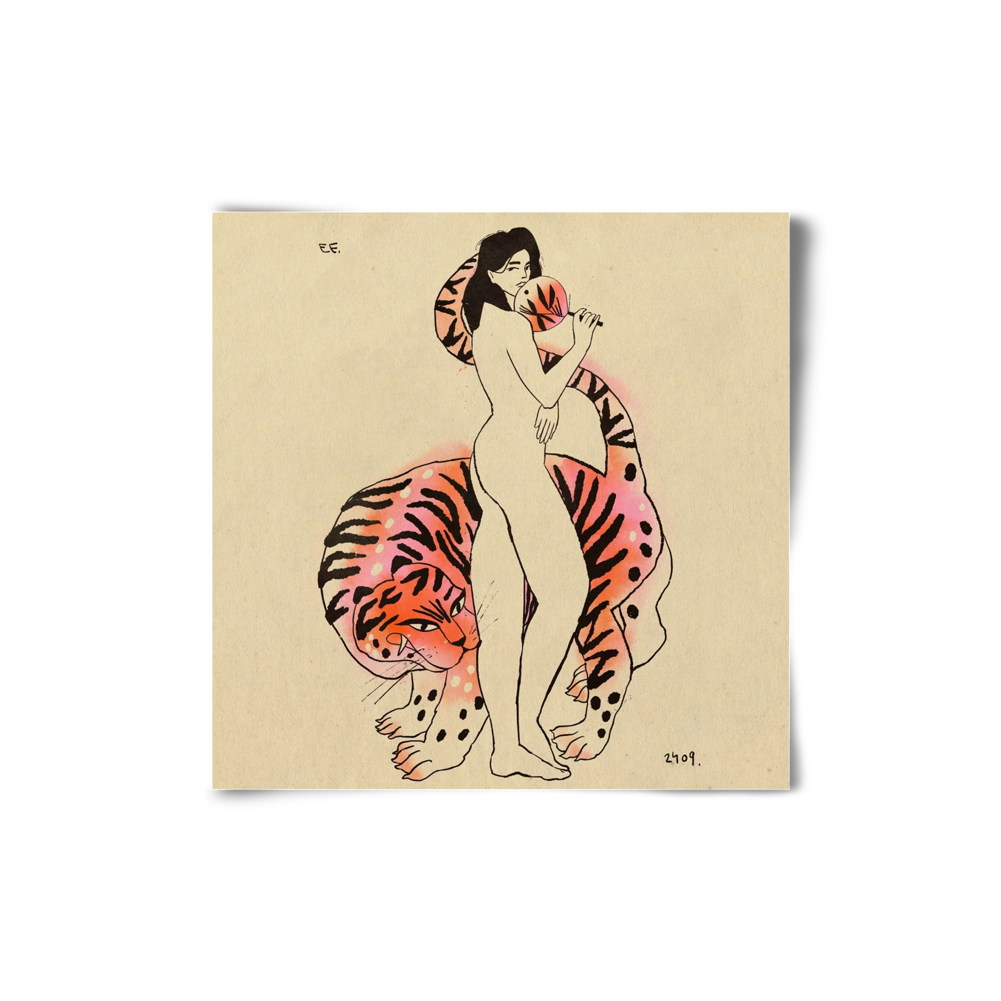 Tiger girl, 20x20 cm, Keret nélkül