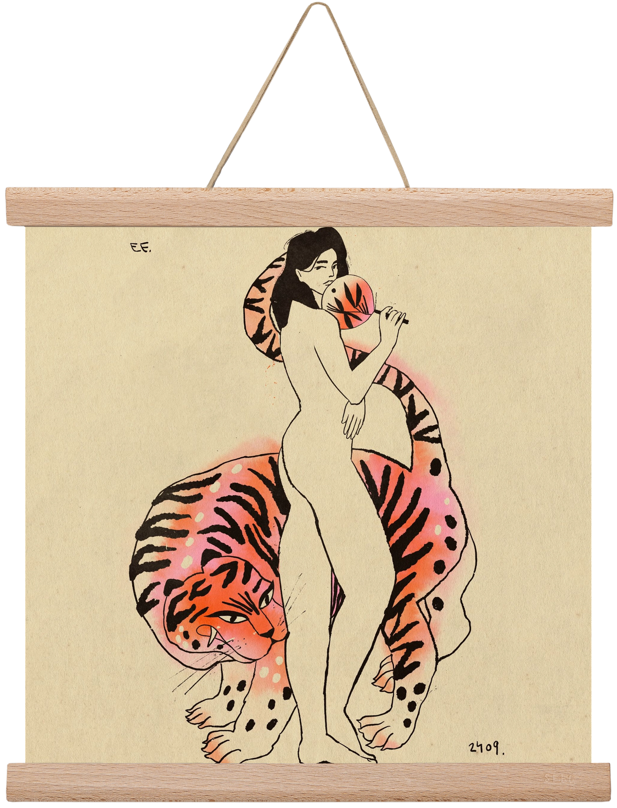 Tiger girl, 30x30 cm (30x30 cm), Tölgy akasztó