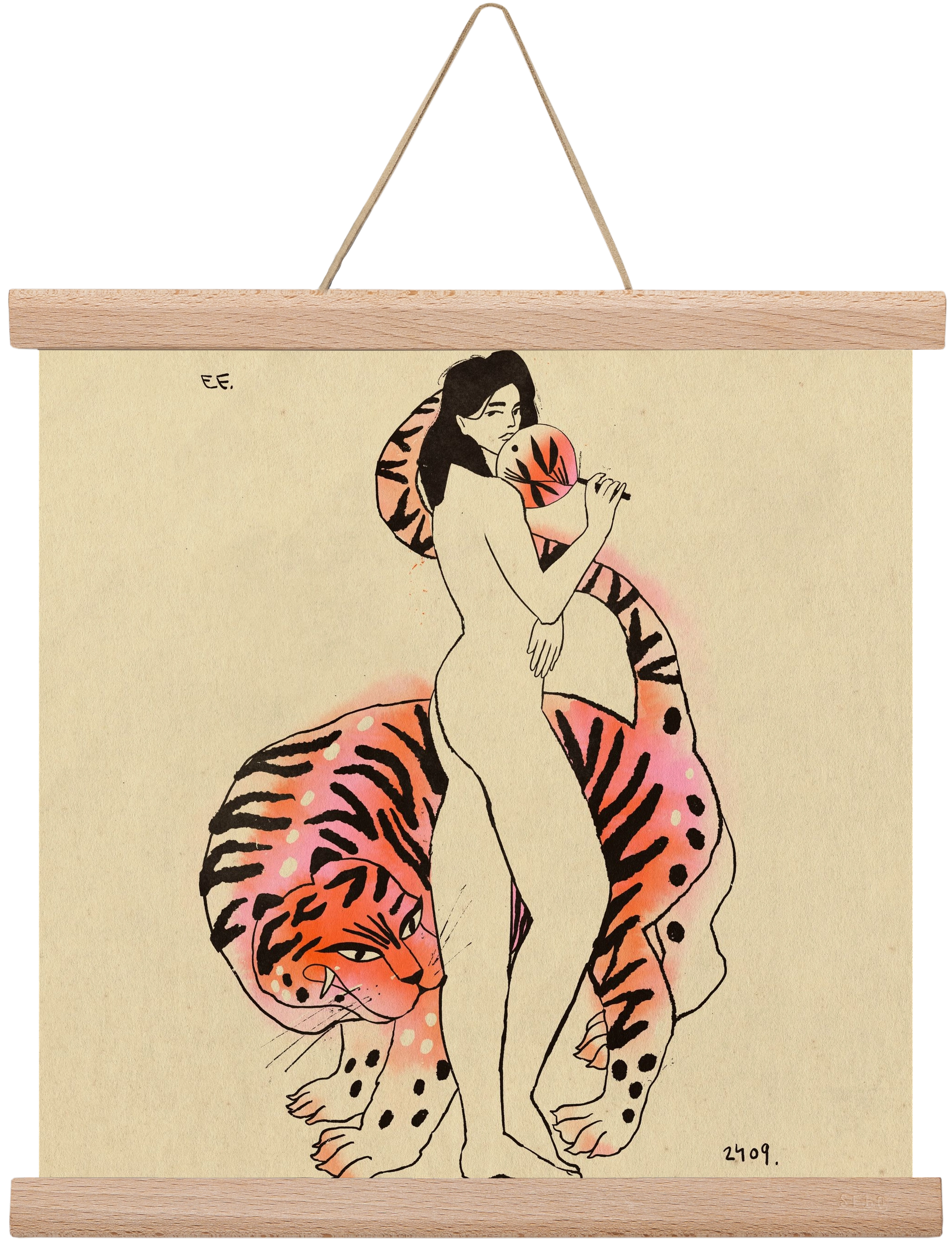 Tiger girl, 30x30 cm (30x30 cm), Tölgy akasztó